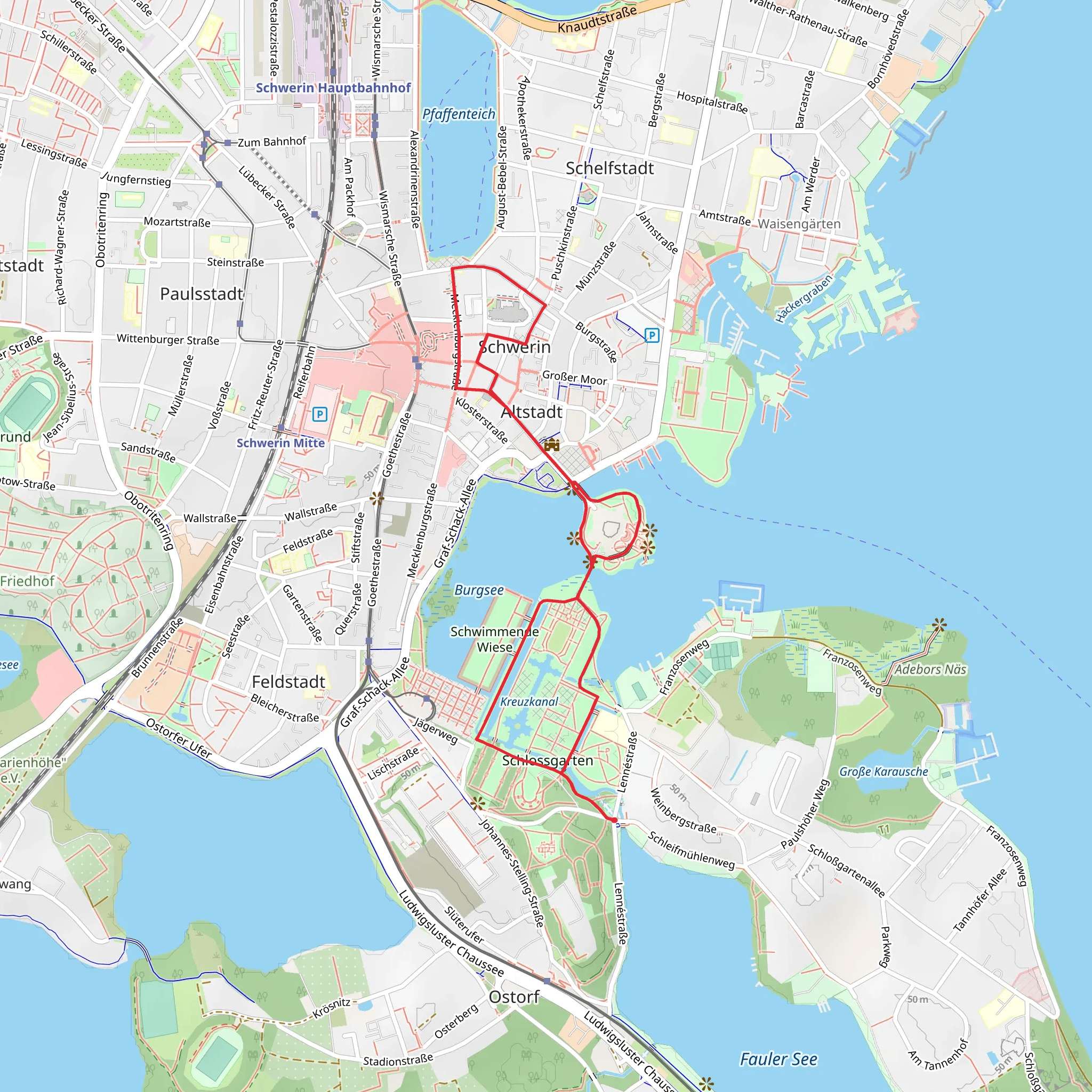 Kreuzkanal and Burggarten Loop mobile static map