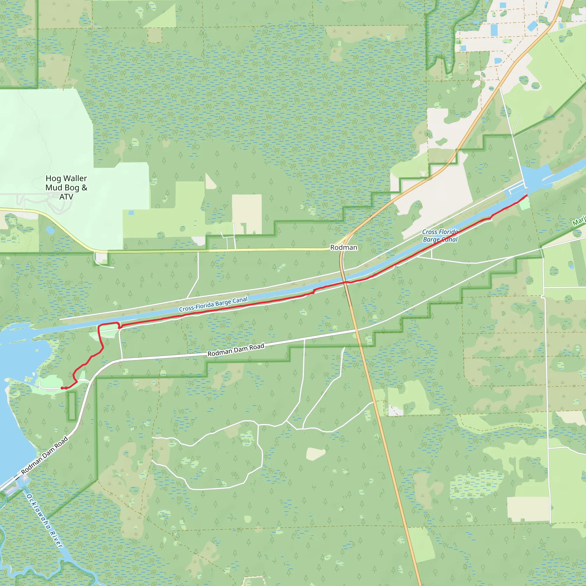 Walk along Cross-Florida Barge Canal - Rodman Dam Road mobile static map