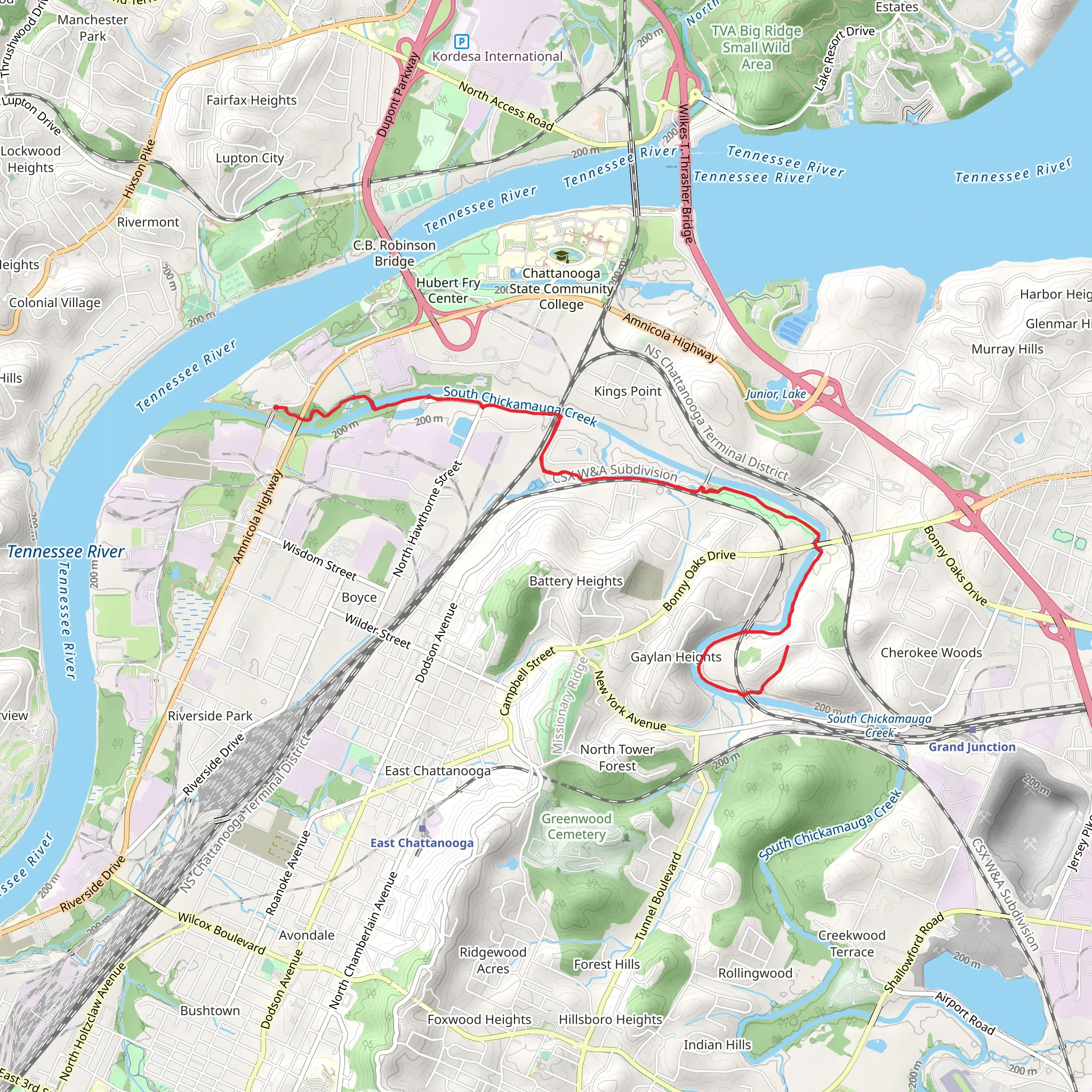 South Chickamauga Creek Greenway mobile static map