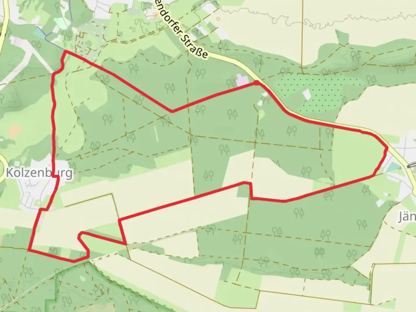 An image depicting the trail Kolzenburg Loop and its surrounding area.