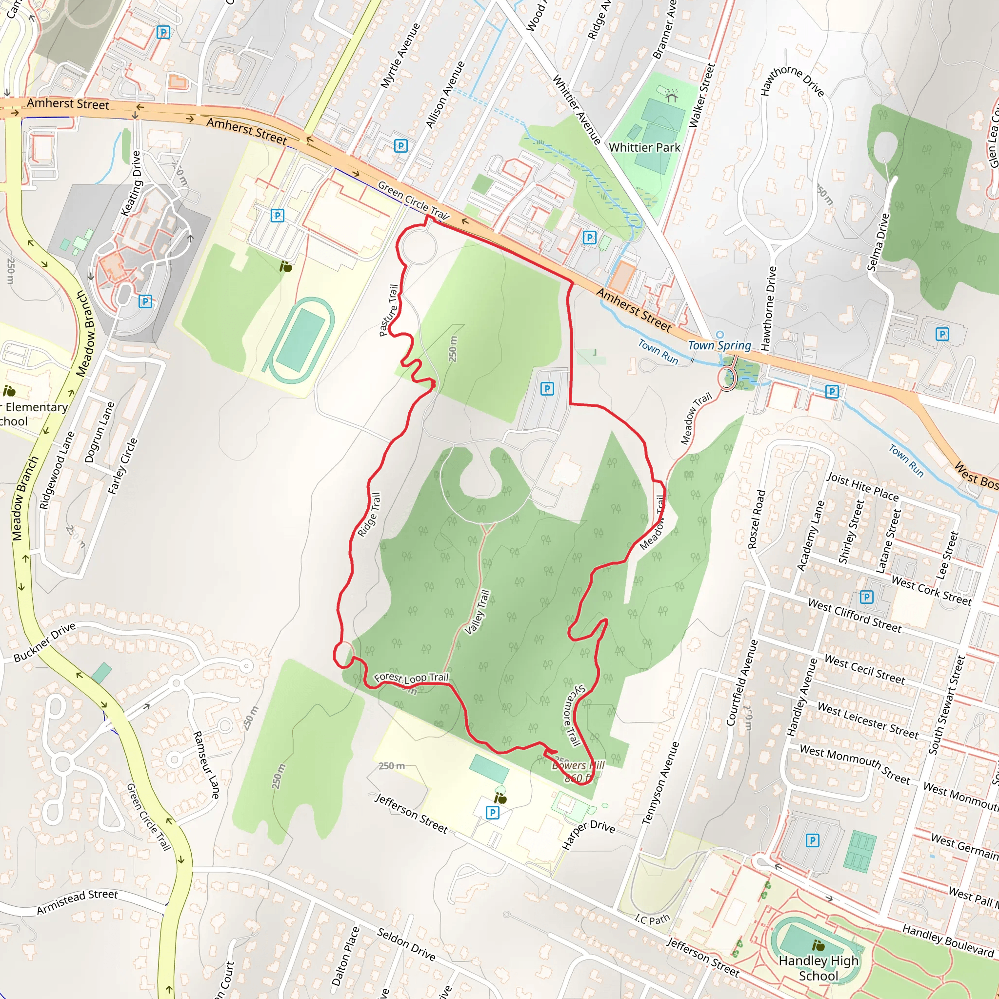Bowers Hill via Pasture, ridge and Meadow Loop Trail mobile static map
