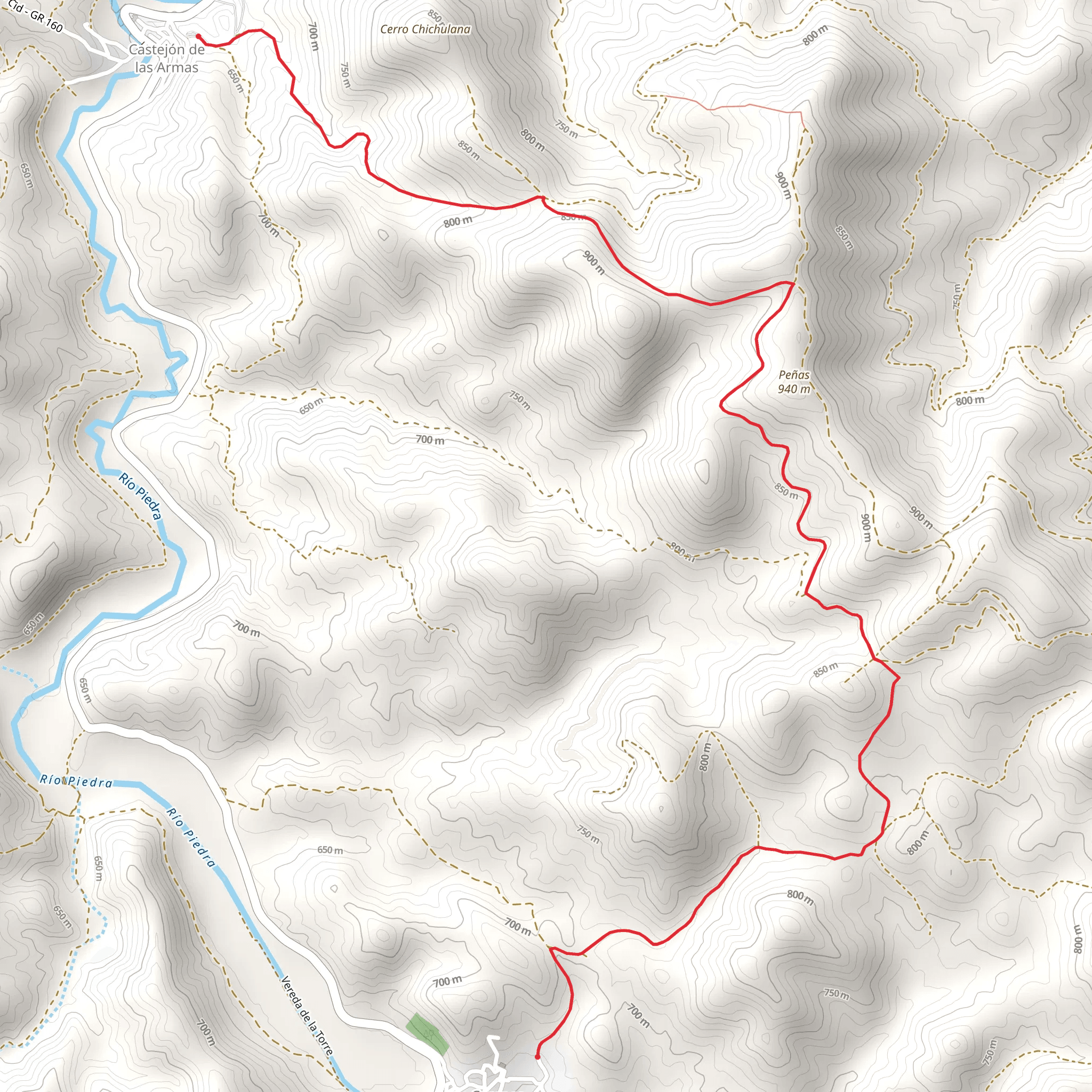 Route from Castejón de las Armas to Carenas, through the Sierra SL Z 9 mobile static map
