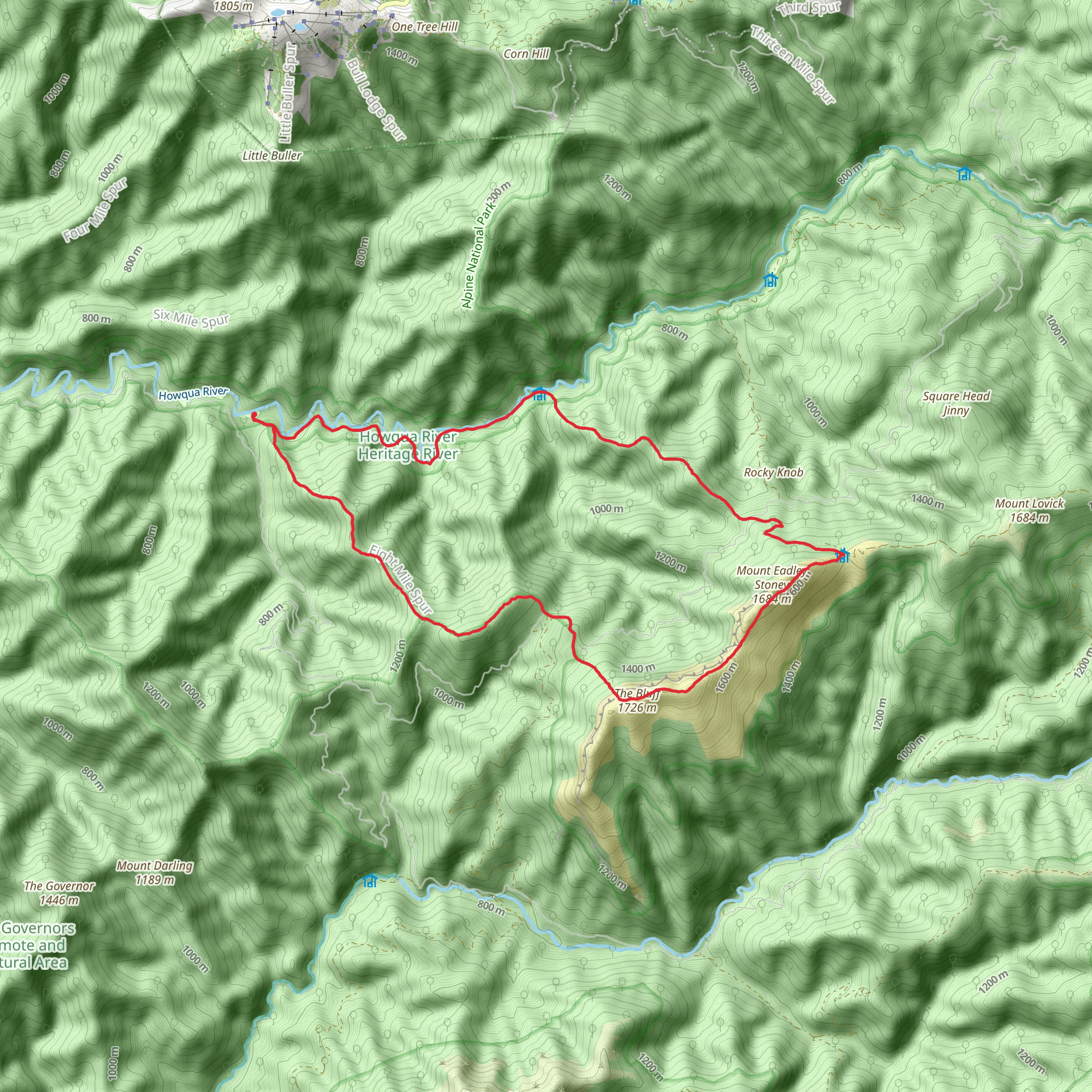 The Bluff via Link Track mobile static map