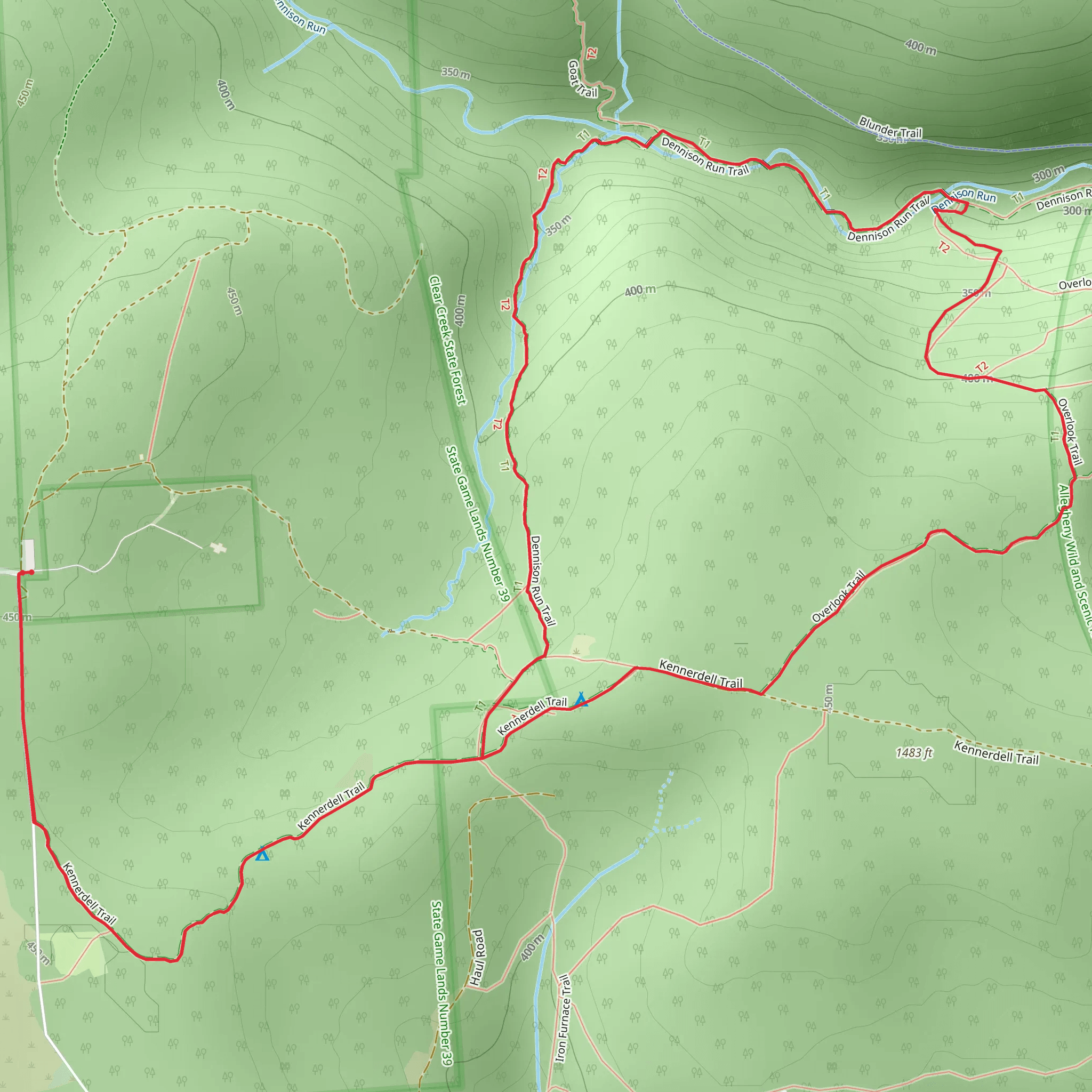 Dennison Run and Overlook Trail mobile static map