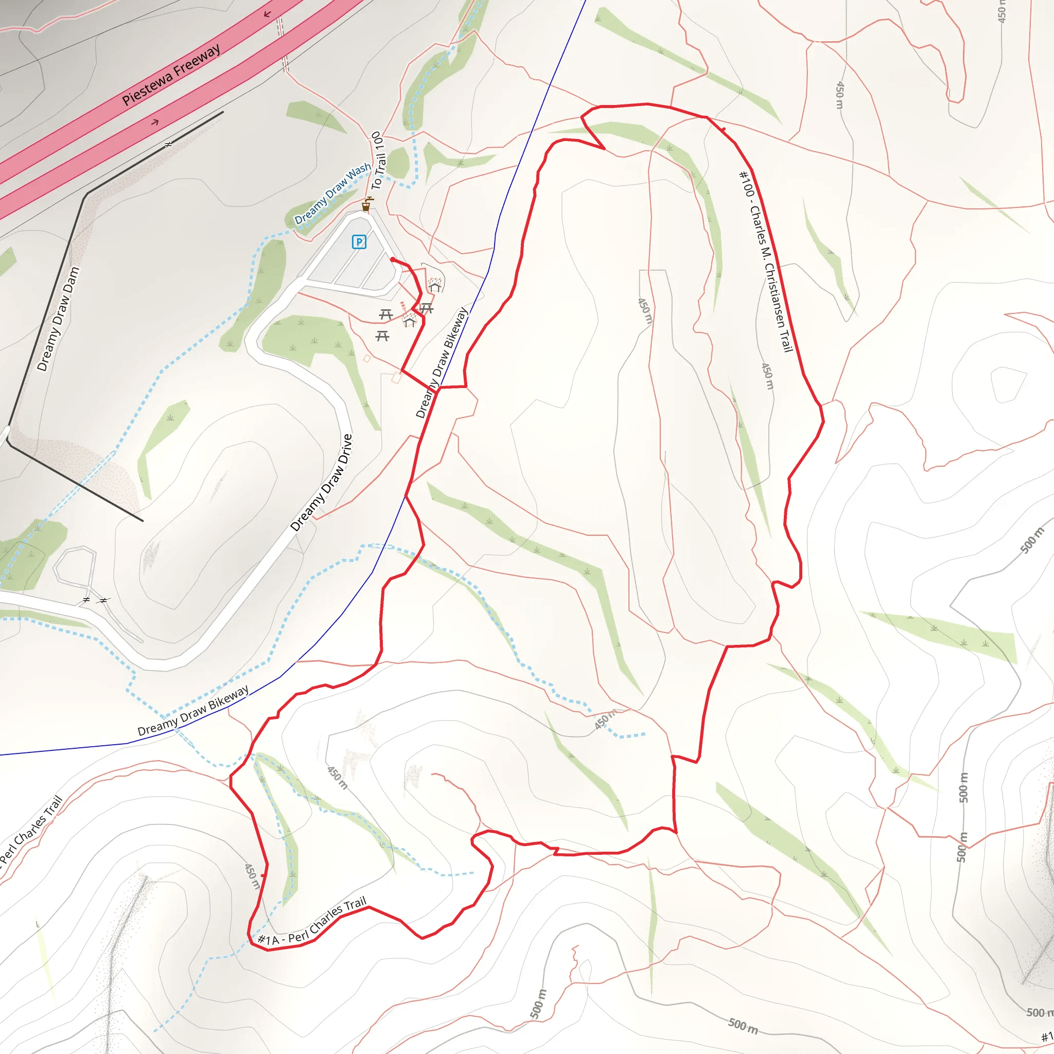 Perl Charles , Charles M Christiansen and Dreamy Draw Nature Loop Trail mobile static map