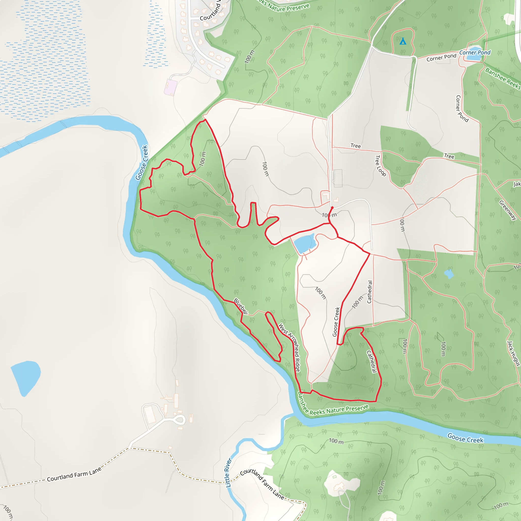 Loop beside Goose Creek mobile static map