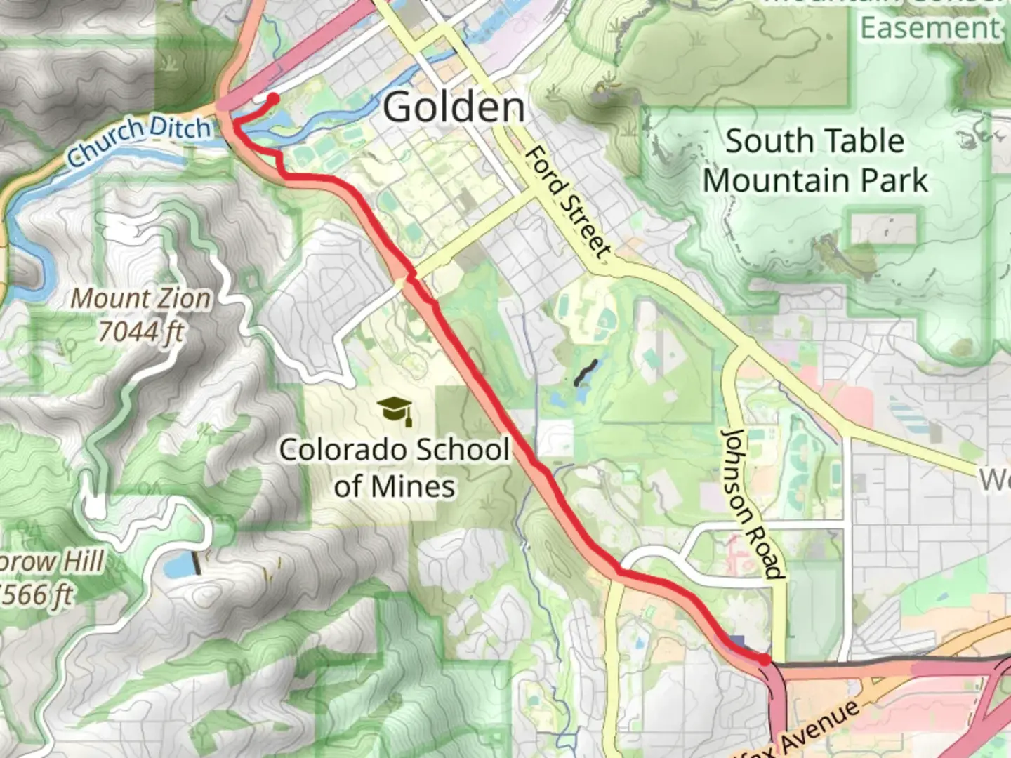 An image depicting the trail US 6 Trail - Jeffco Government Center and its surrounding area.