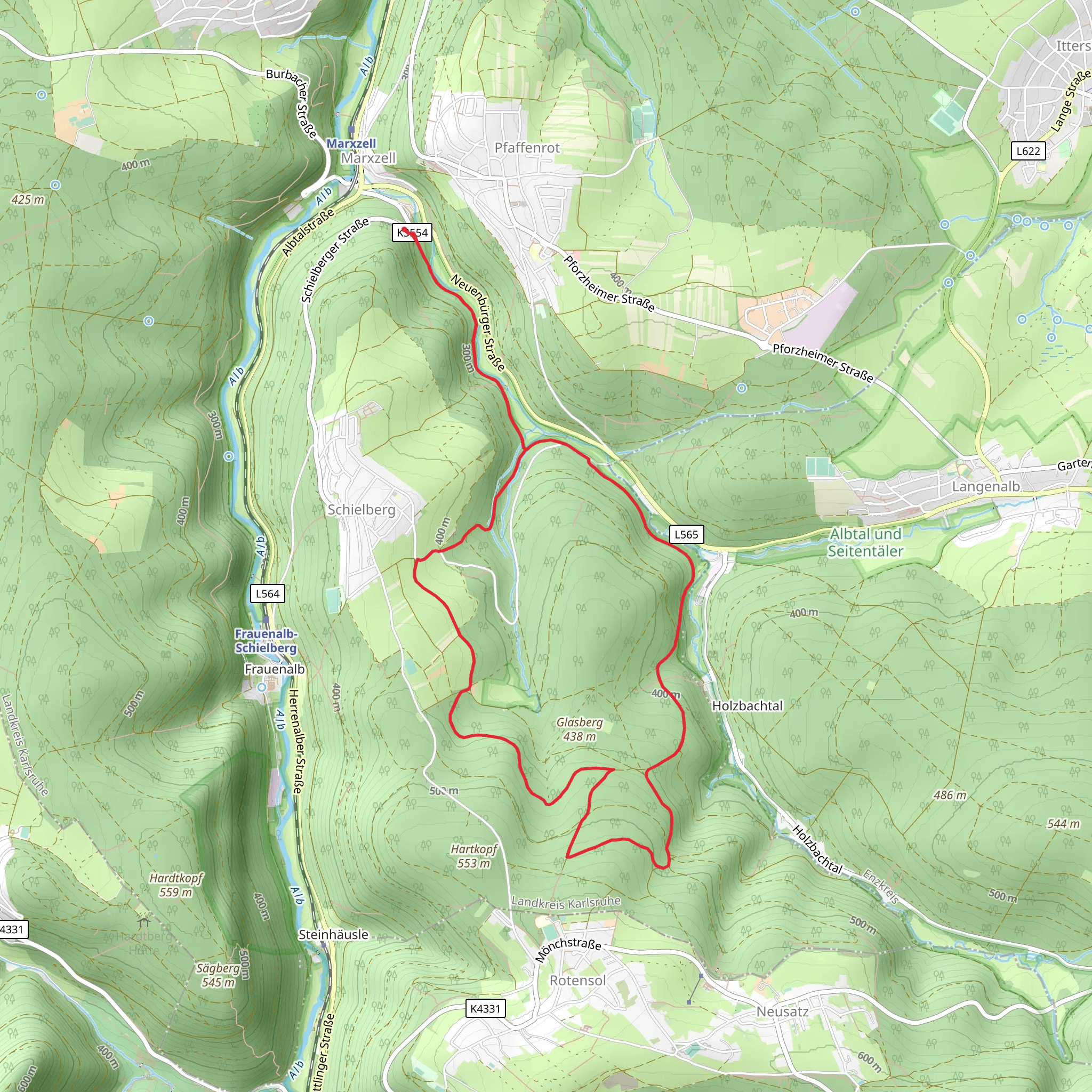 Talweg, Schlotterhofweg and Kriegsweg Loop mobile static map