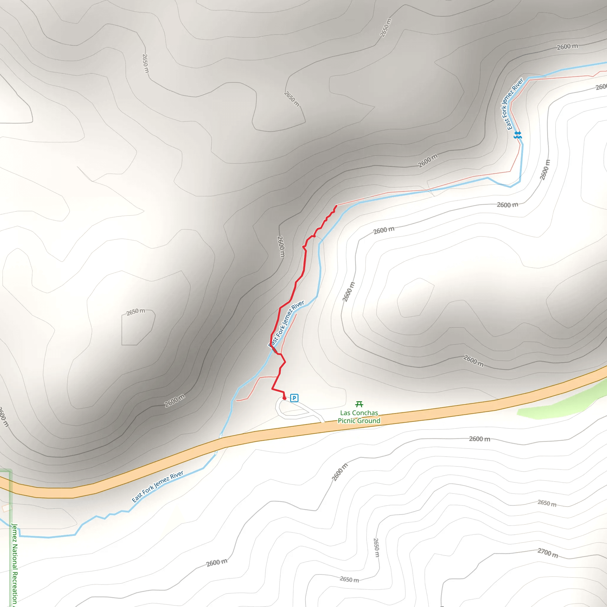 East Fork Jemez River Out and Back mobile static map