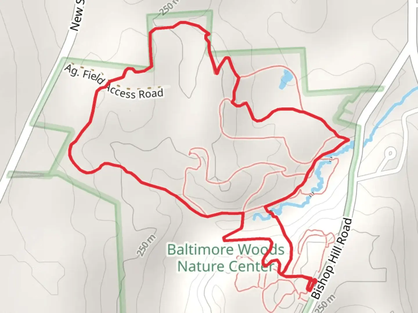 An image depicting the trail Boundary Trail Loop via Arboretum Trail and its surrounding area.