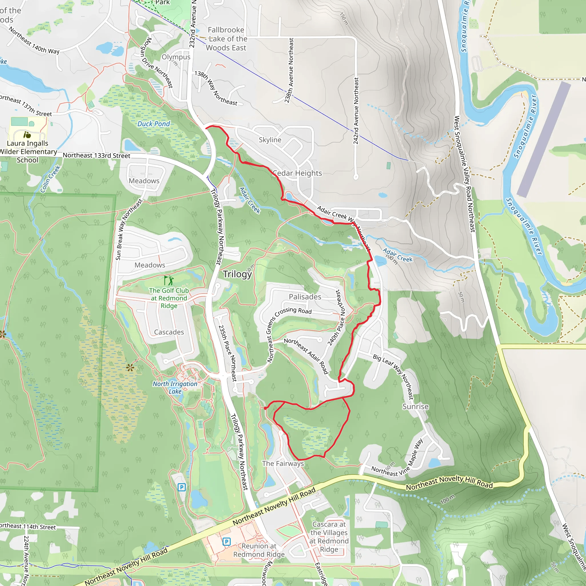 Sunrise Loop Trail and Adair Creek Trail mobile static map