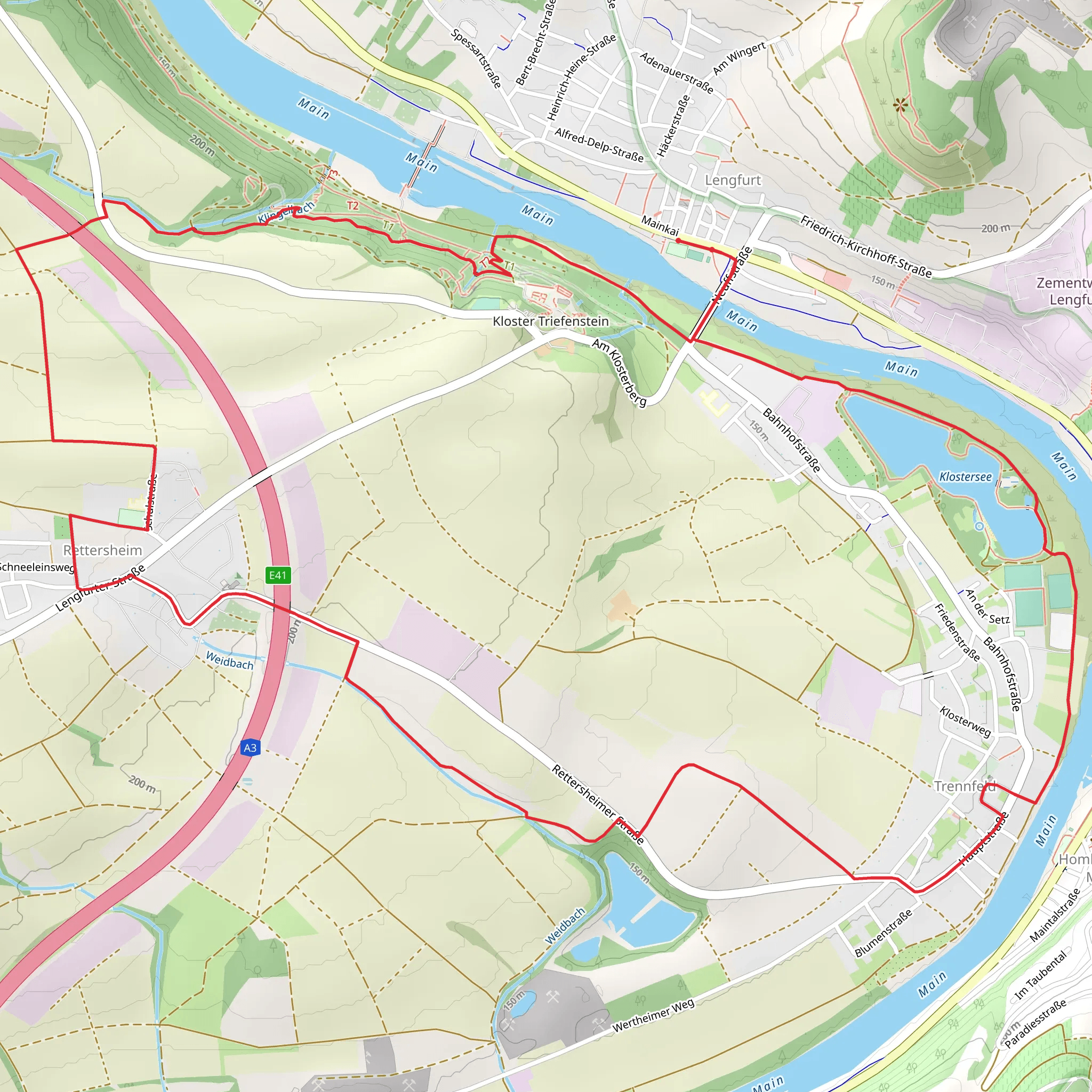 Klostersee Loop via Kulturweg Triefenstein mobile static map