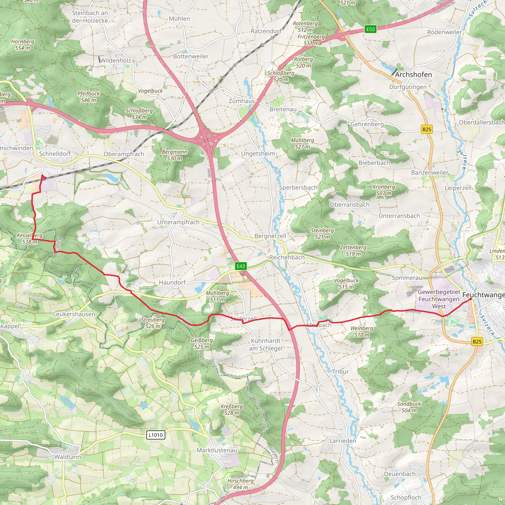 Feuchtwangen to Schnelldorf Walk mobile static map