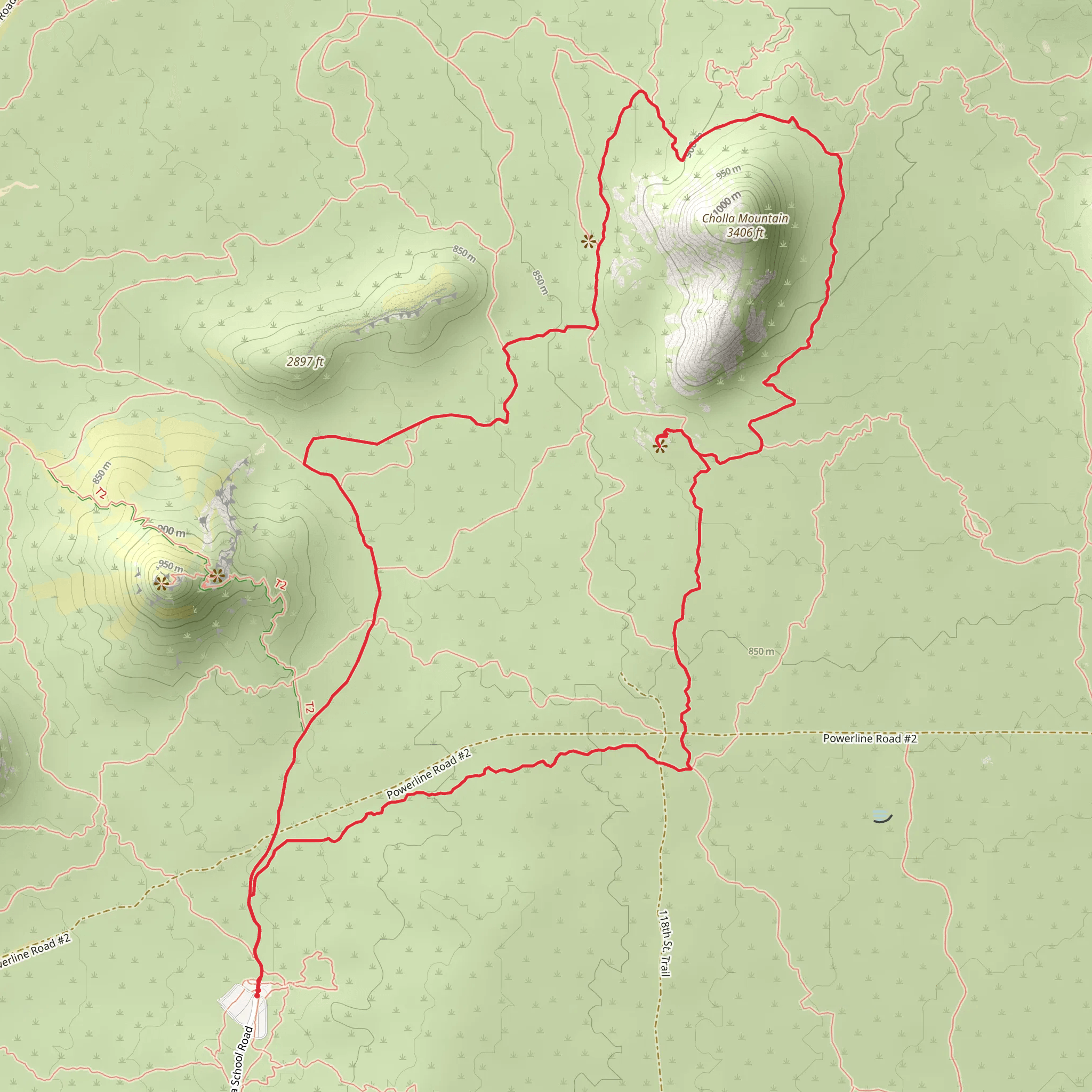 Chuckwagon, Cholla Mountain and Corral Loop Trail mobile static map