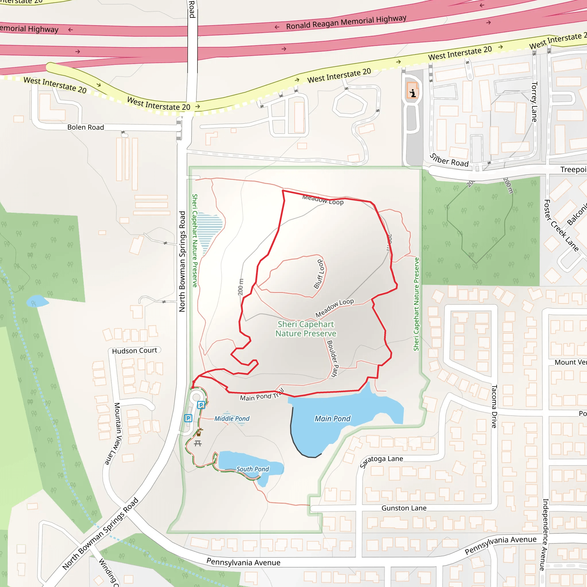 Meadow Loop and Main Pond Loop mobile static map