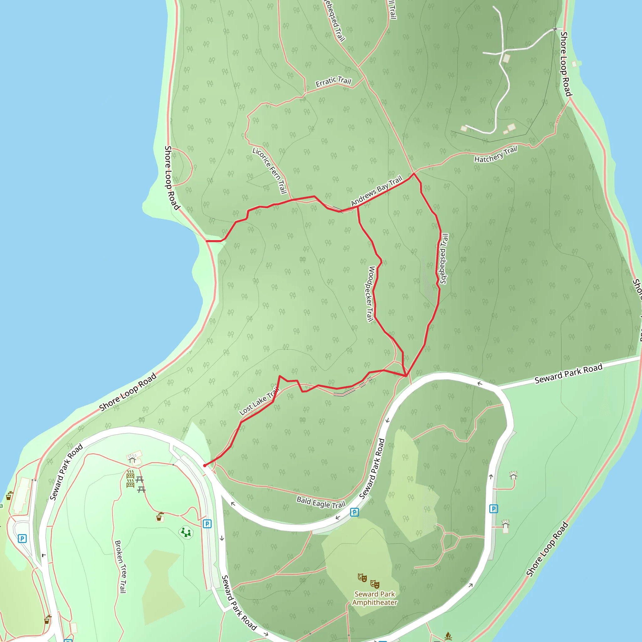 Sqebeqsed and Woodpecker Loop Trail mobile static map