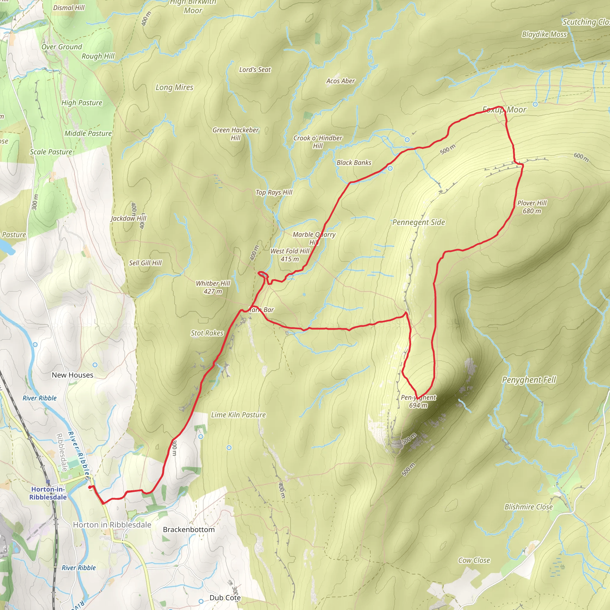 Pen-y-ghent, Horton Moor and Hull Pot Loop mobile static map