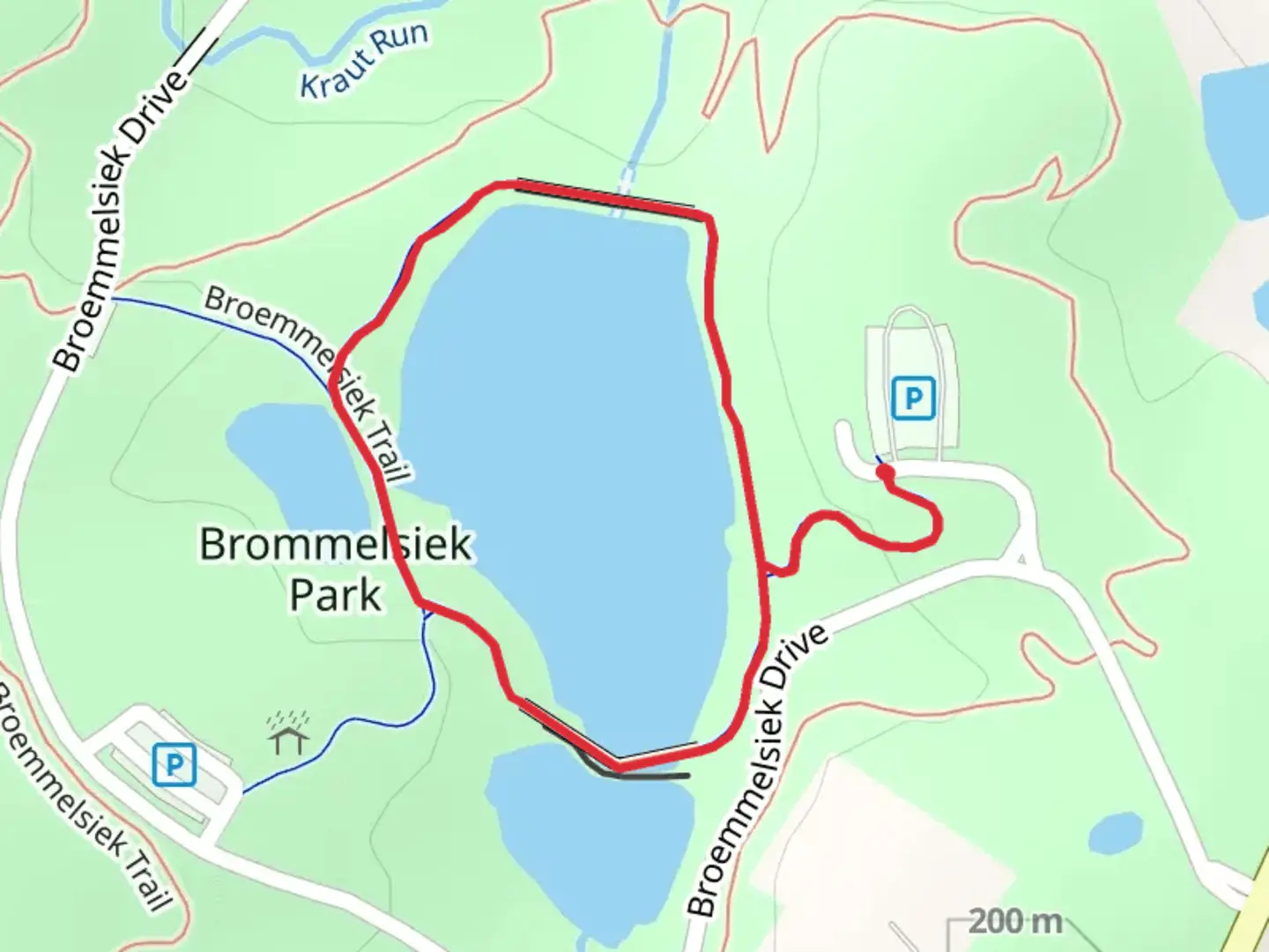 An image depicting the trail Brommelsieck Lake Loop and its surrounding area.
