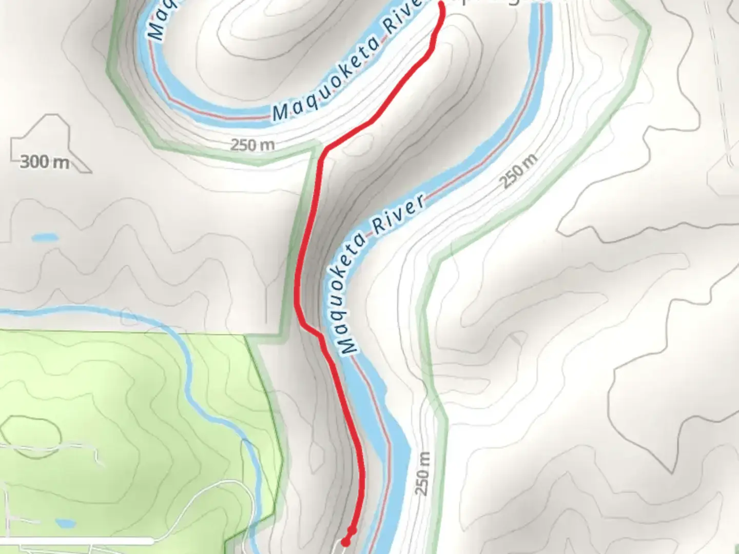 An image depicting the trail Maquoketa River Walk and its surrounding area.