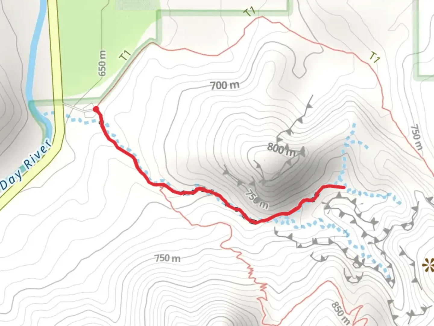 An image depicting the trail Island in Time Trail and its surrounding area.