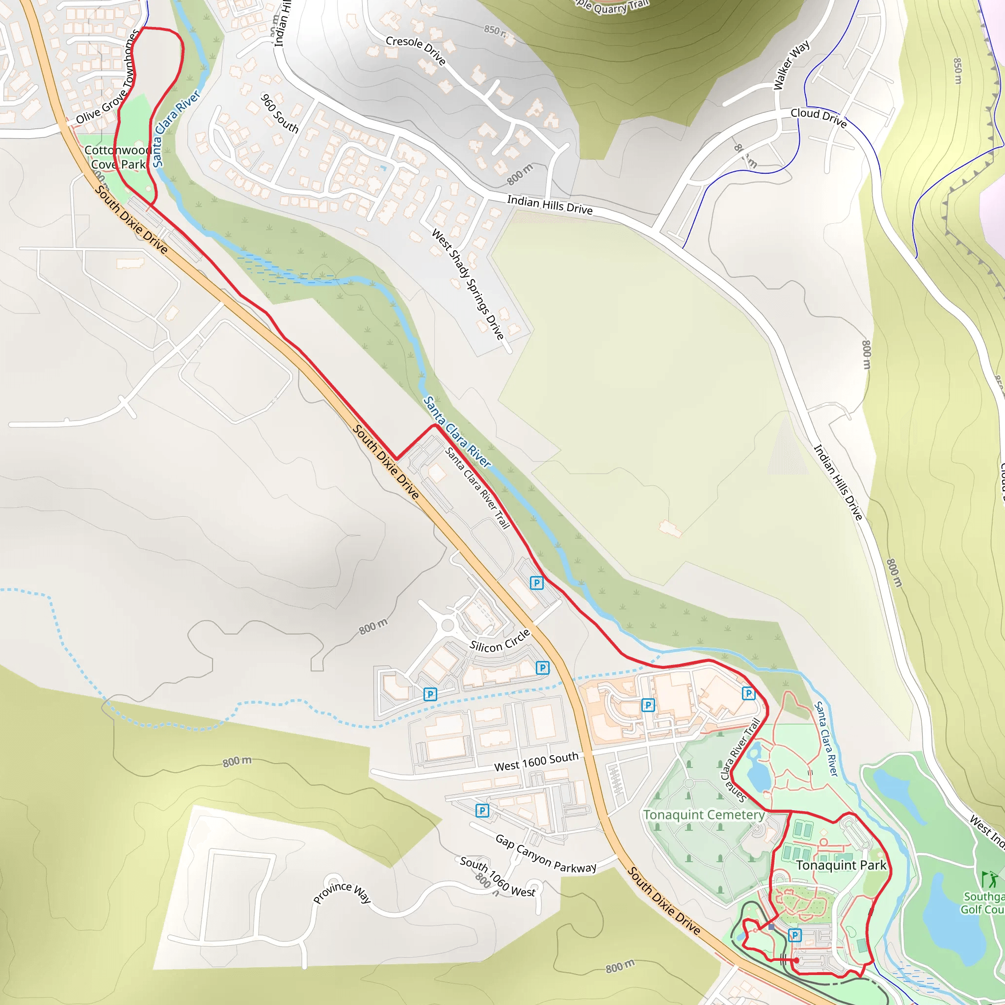 Tonaquint Park and Cottonwood Cove Park mobile static map