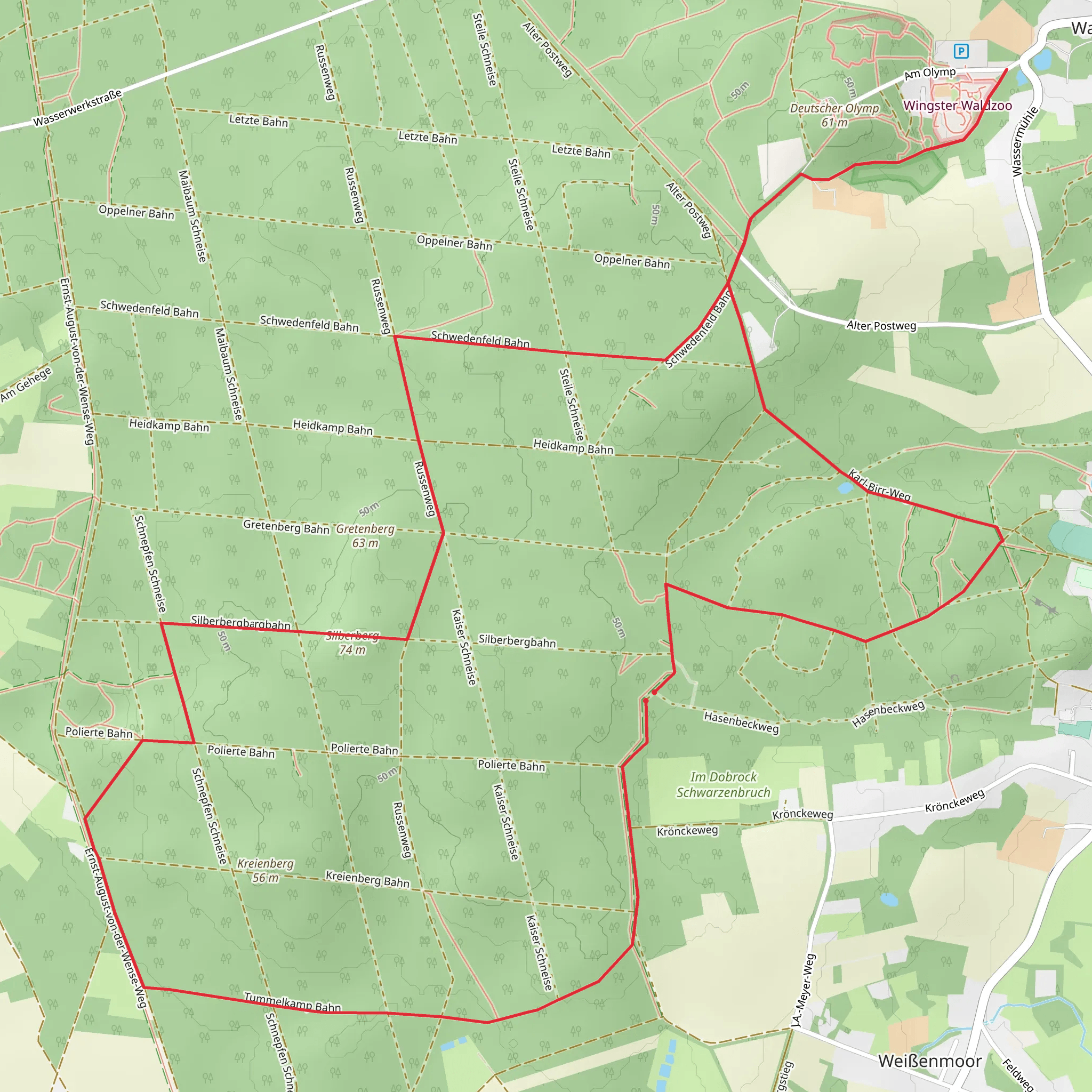 Silberberg via W4 Kraienholt mobile static map