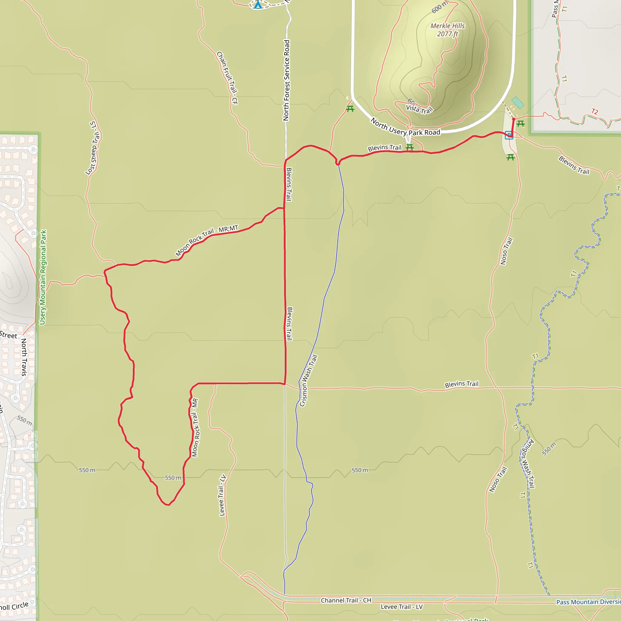 Blevins and Moon Rock Loop Trail mobile static map