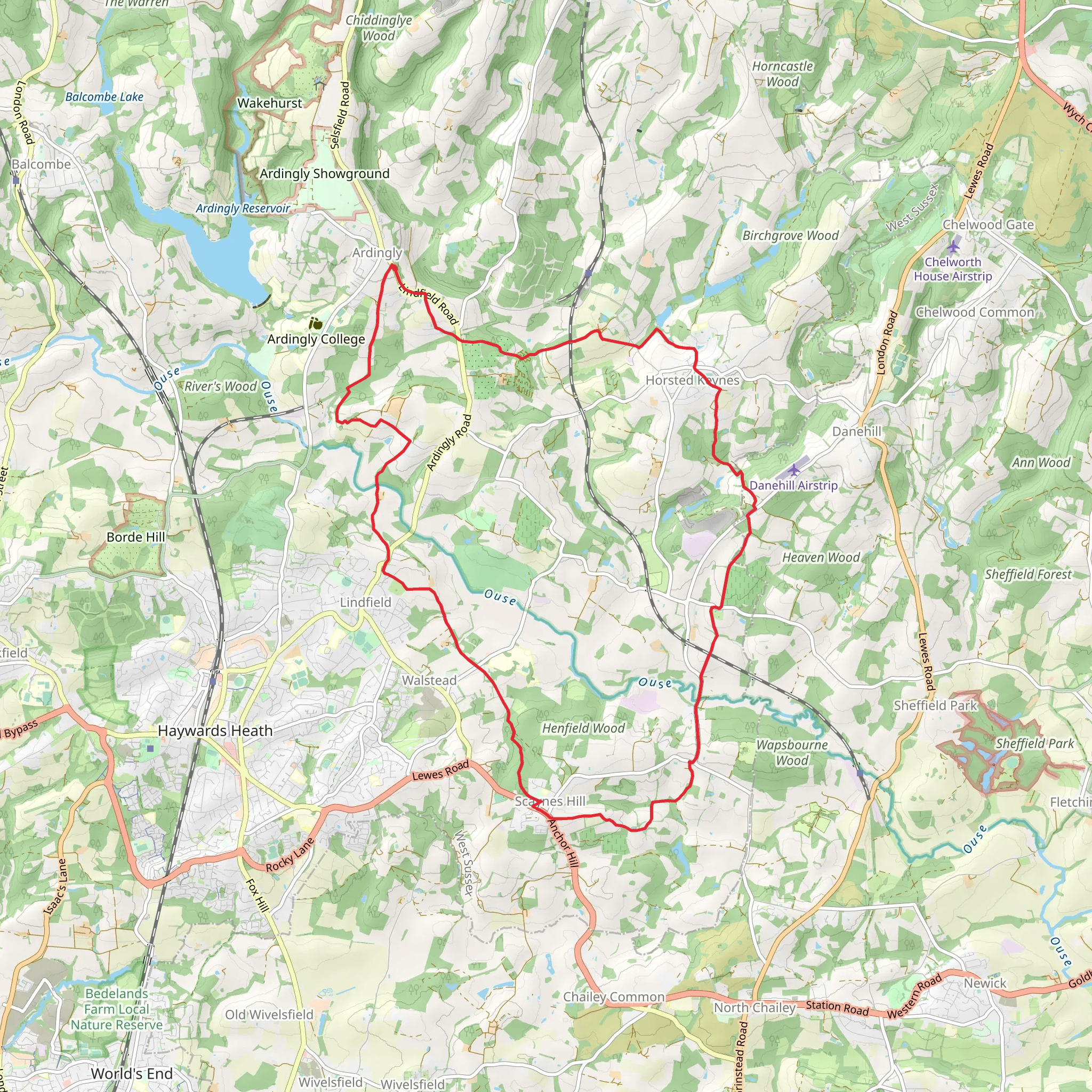 Ardingly, Scaynes Hill and Horsted Keynes Loop mobile static map