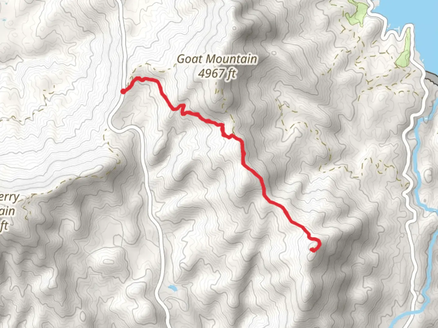 An image depicting the trail Goat Mountain Lookout Road and its surrounding area.