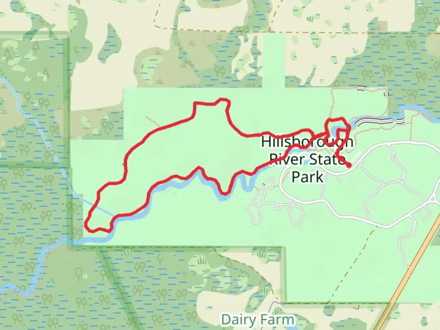 An image depicting the trail Baynard, Seminole and River Rapids Nature Loop Trail and its surrounding area.