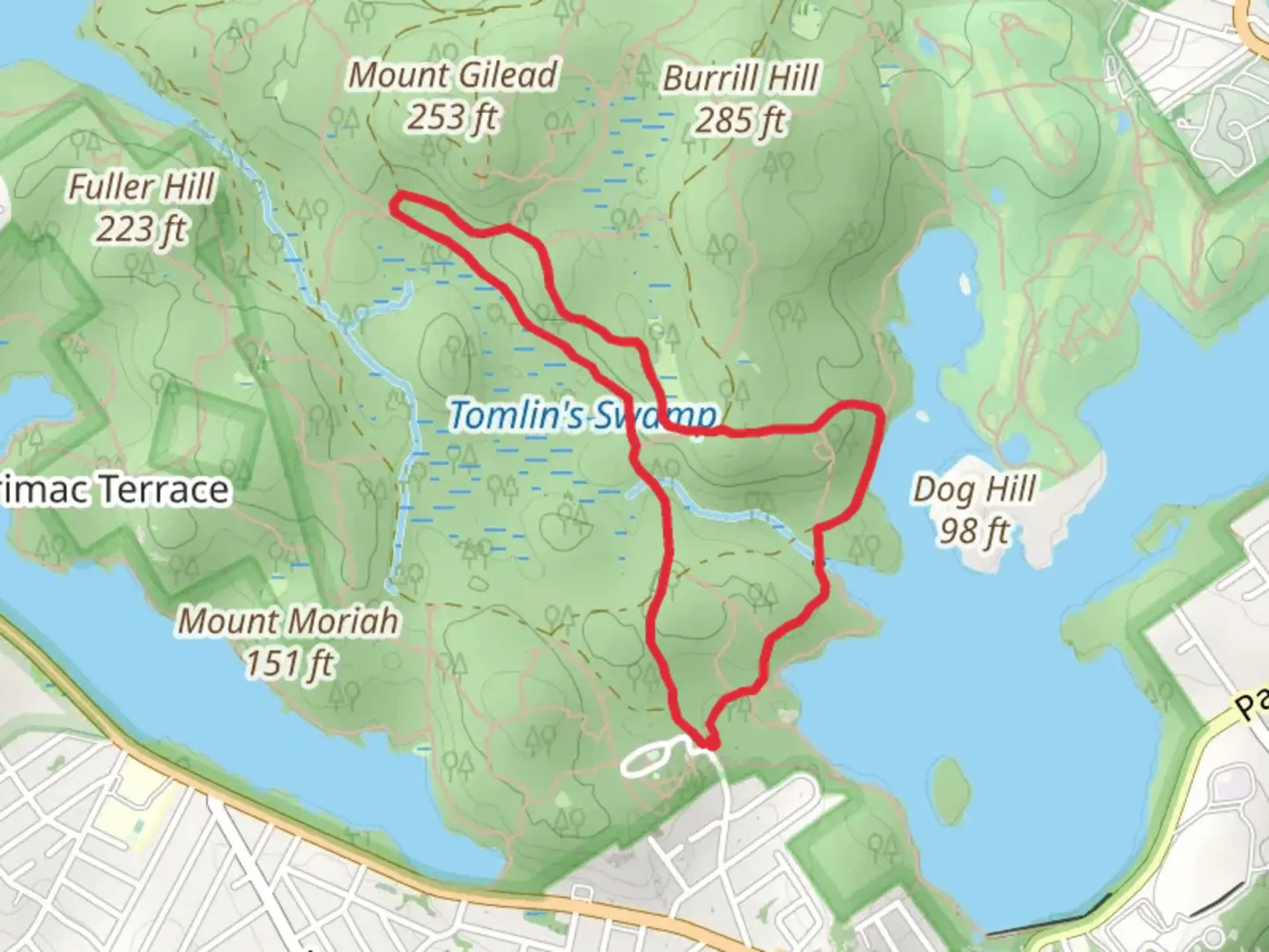 An image depicting the trail Jackson and Undercliff Path Loop and its surrounding area.