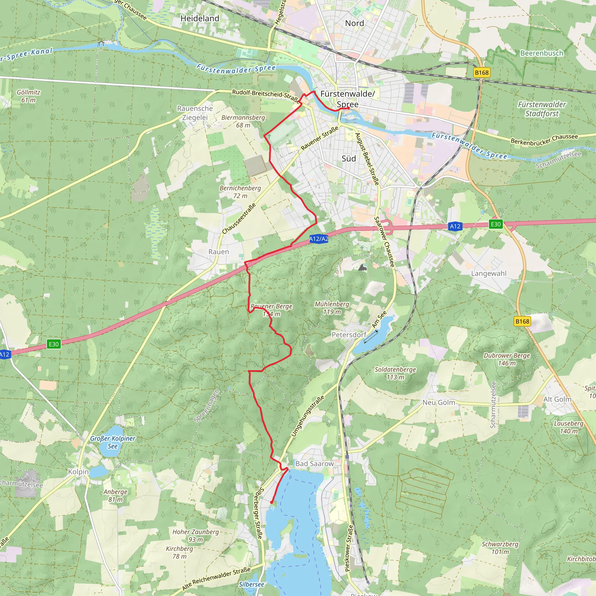 Fürstenwalde-Spree to Scharmulzelsee Walk mobile static map