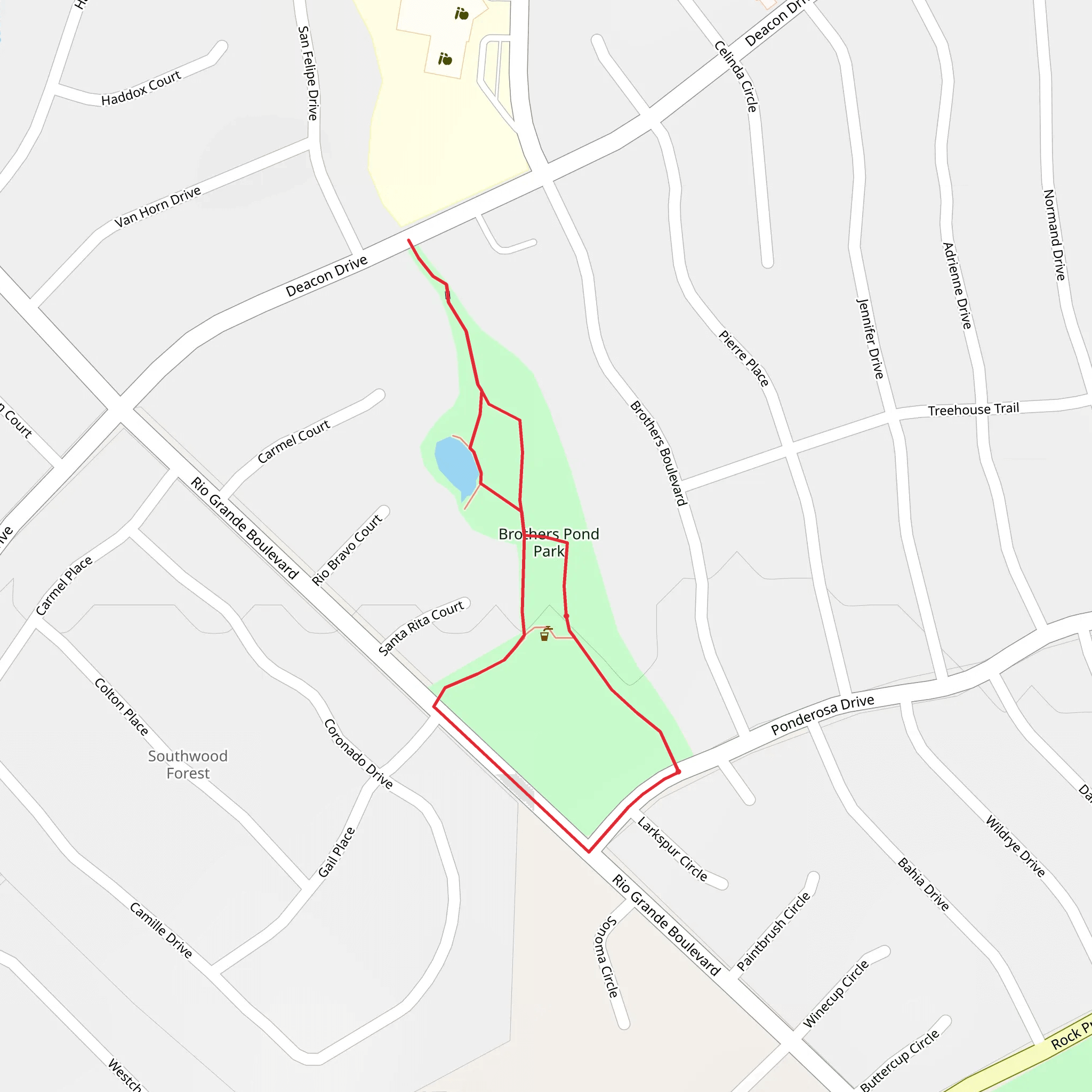 Brothers Pond Park Loop mobile static map