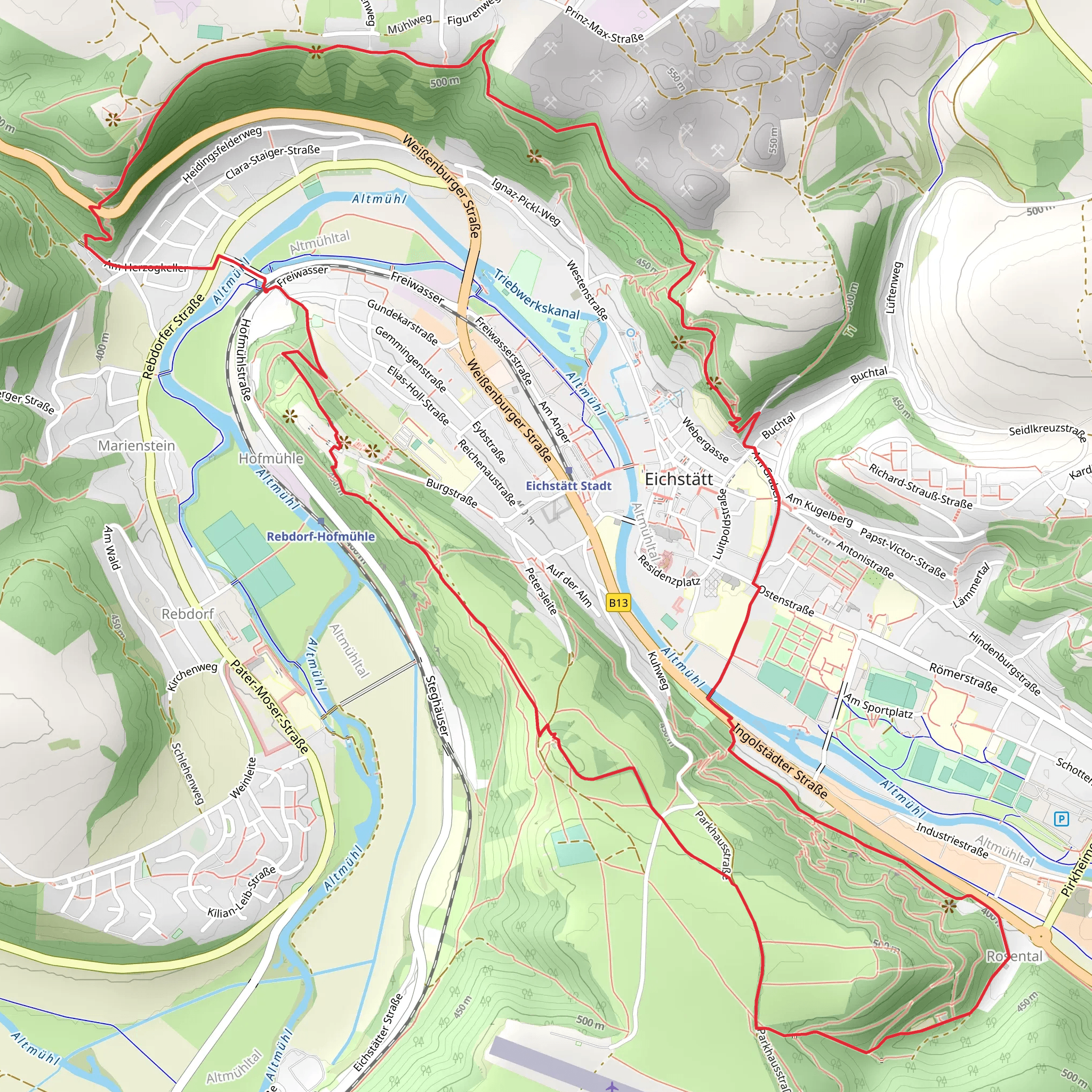 Hofmühl to Eichstätt Loop via Rosental mobile static map