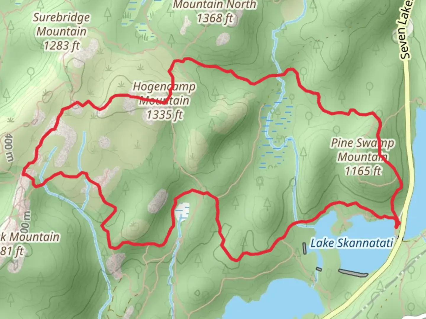 An image depicting the trail Hogencamp Mountain Loop via Arden-Surebridge Trail and its surrounding area.
