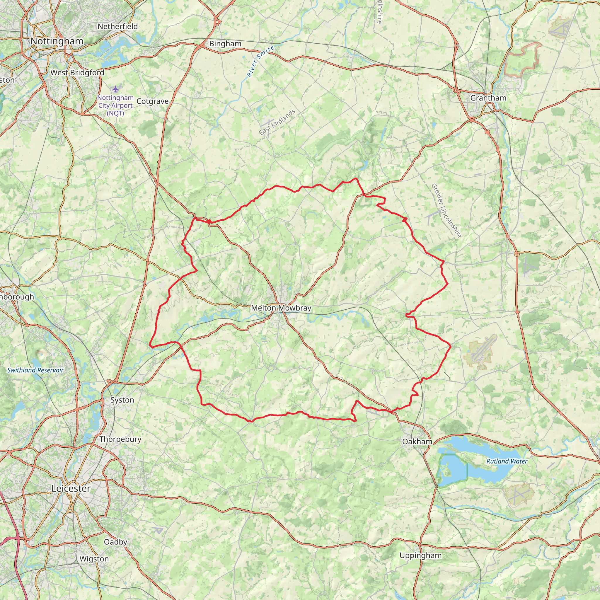Melton Loop from Nether Broughton mobile static map