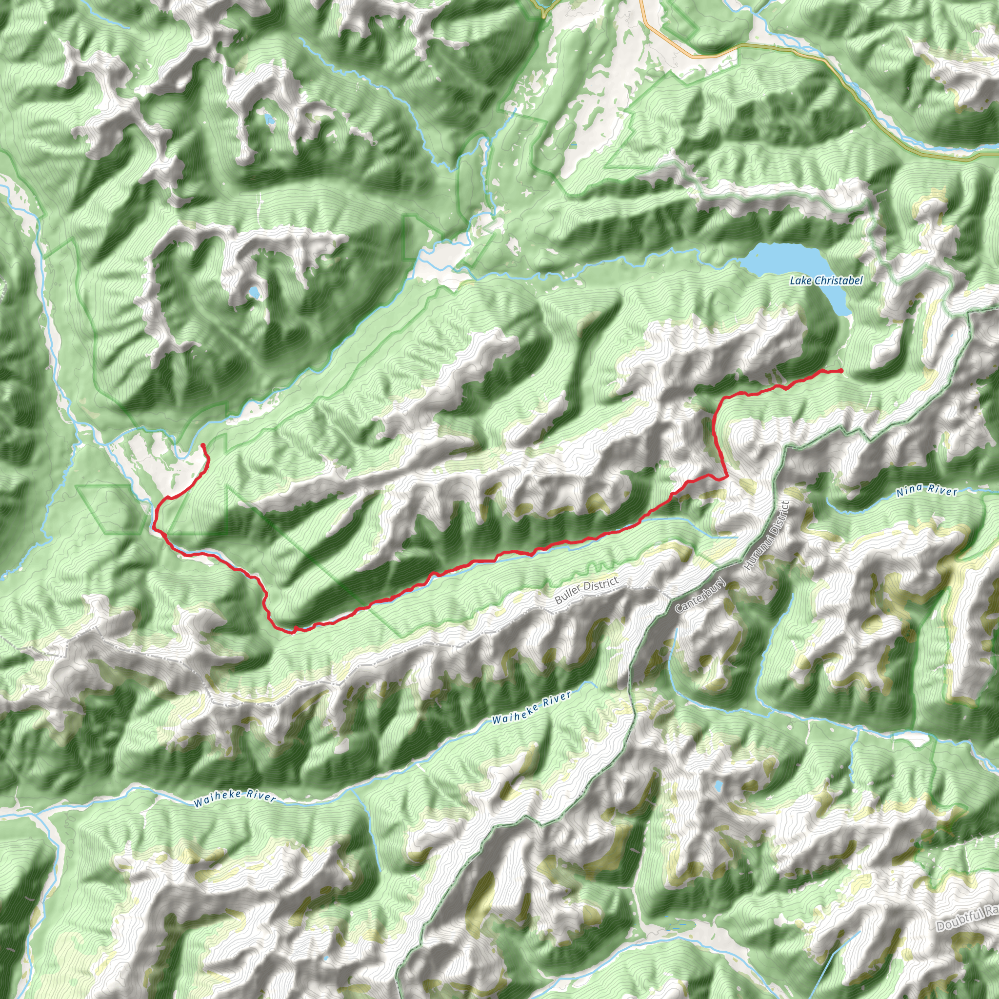 Lake Christabel via Robinson River and Saddle Track mobile static map