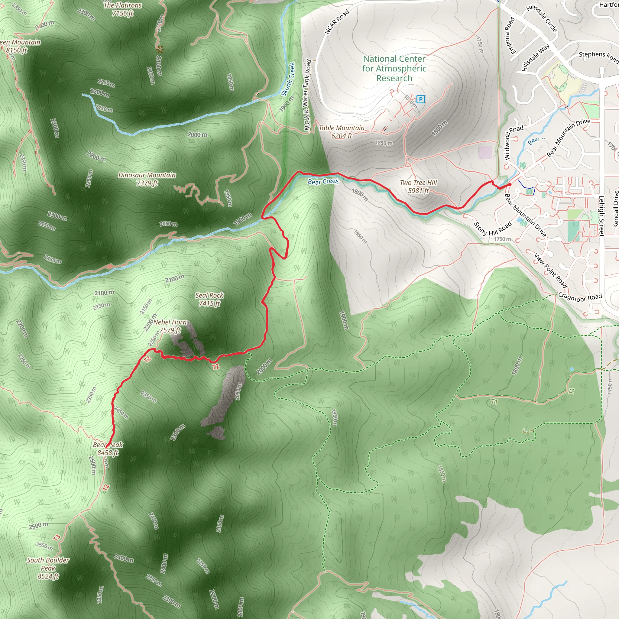 Bear Peak via Bear Canyon - NCAR Trail mobile static map