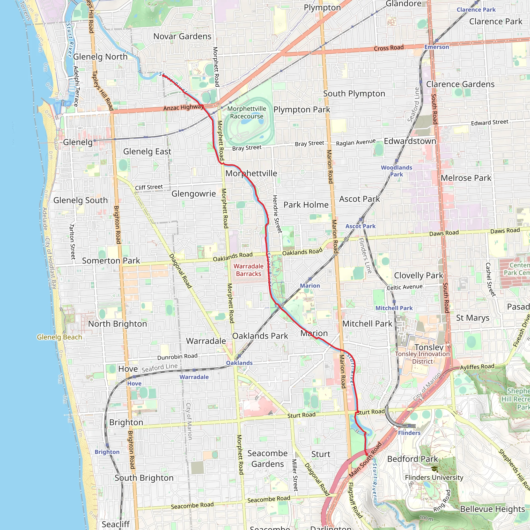 Sturt River Linear Park Trail mobile static map
