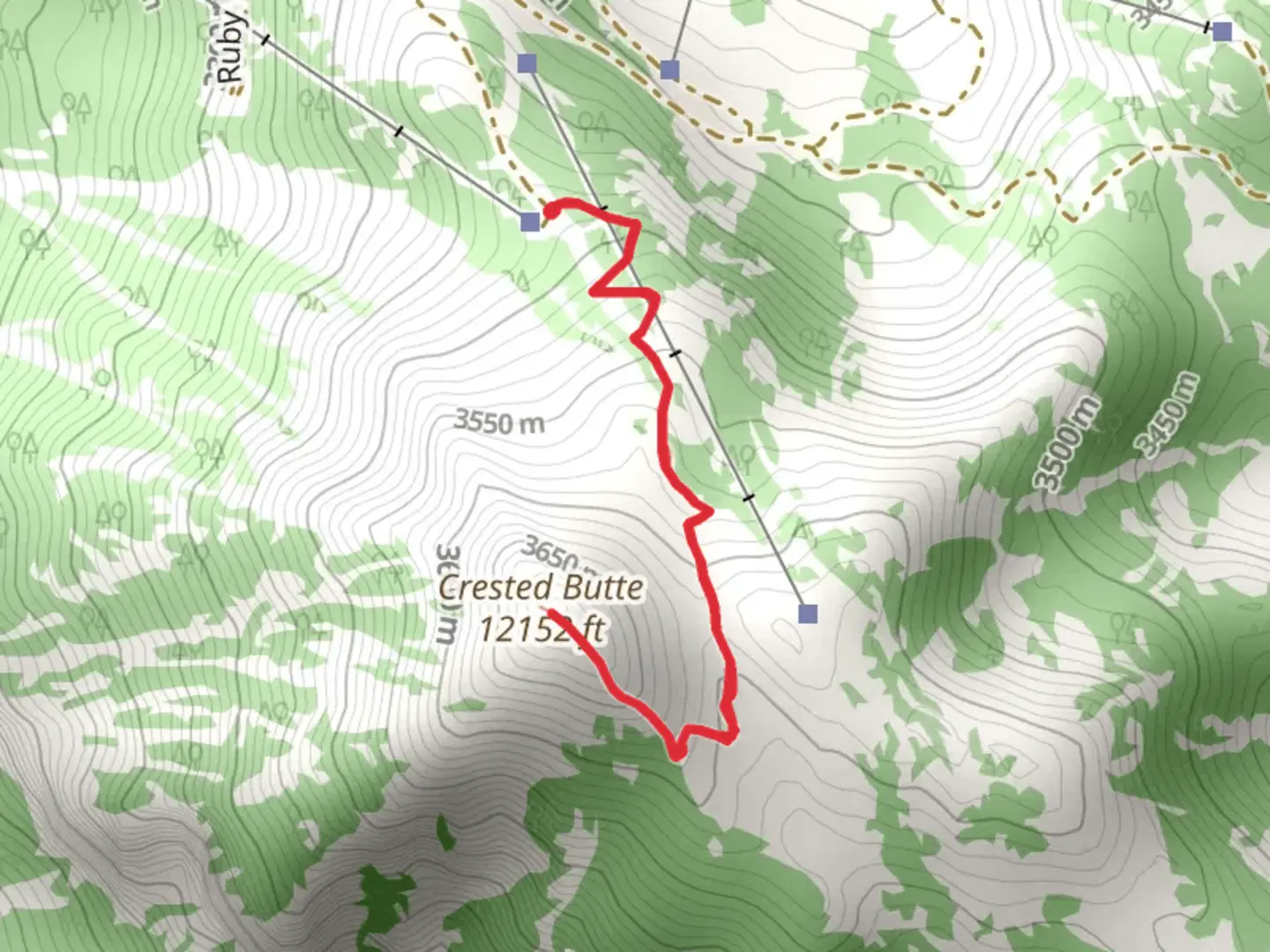 An image depicting the trail Crested Butte via Summit Trail and its surrounding area.