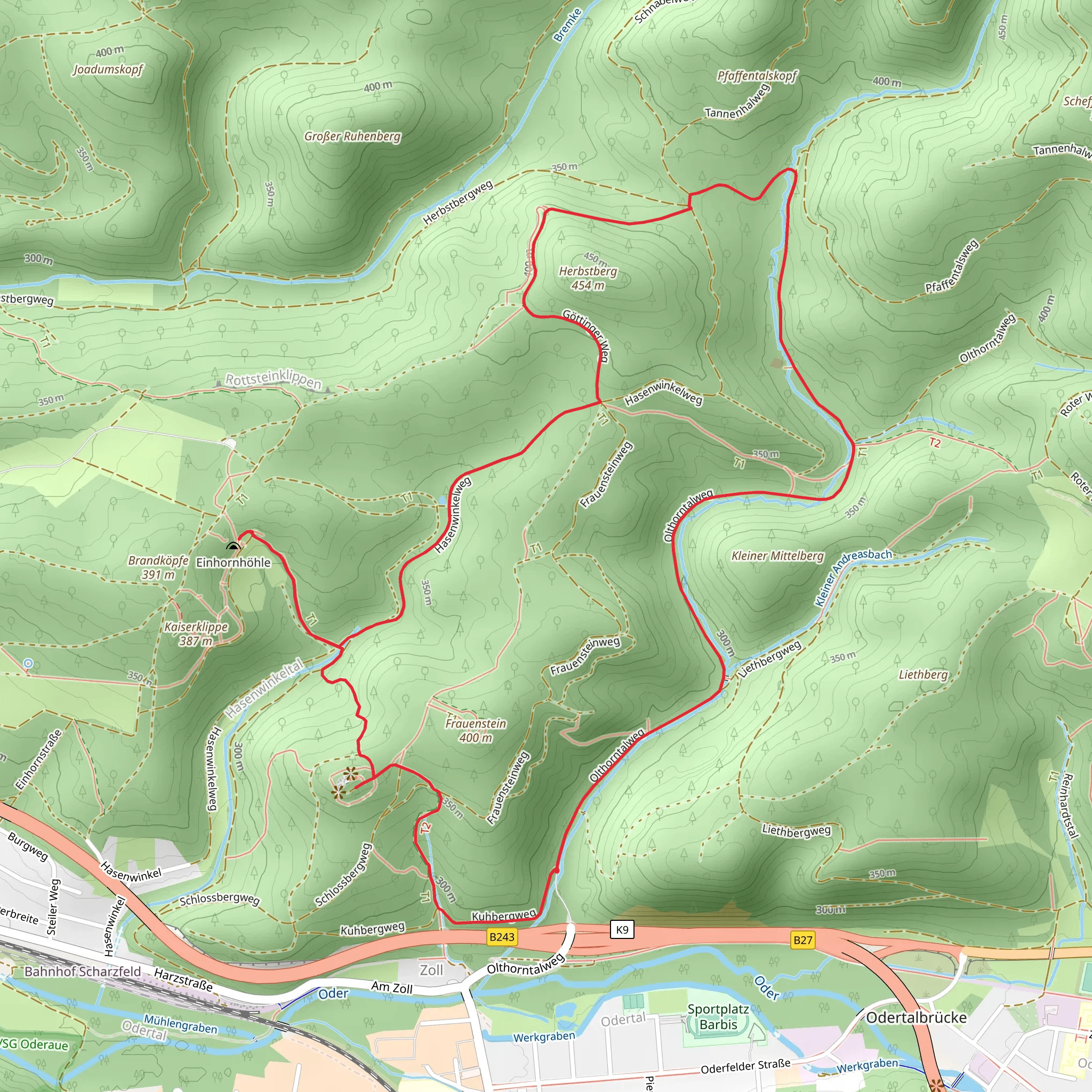 Herbstberg, Einhorn Hohle and Ruine Scharzfels Loop mobile static map