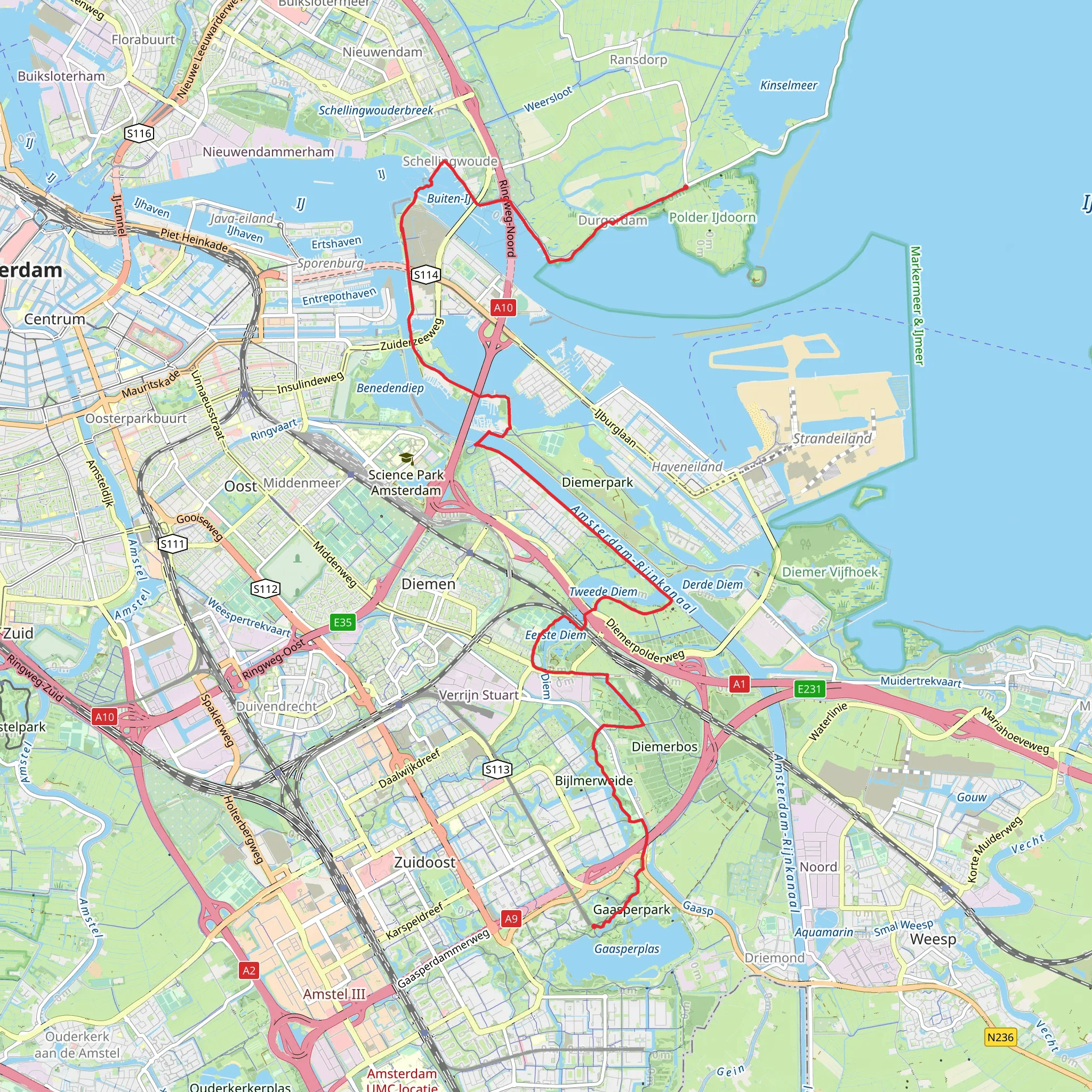 Durgerdam, Amsterdamse brug and Gaasperplas mobile static map