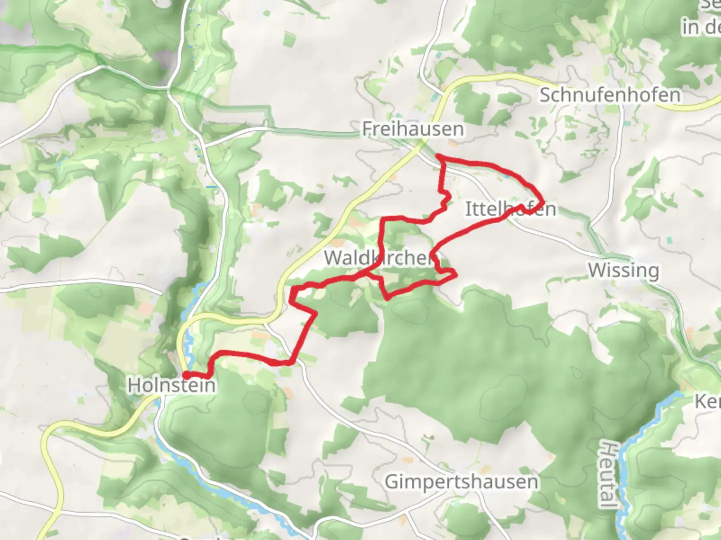 An image depicting the trail Holnstein to Ittelhofen Loop and its surrounding area.