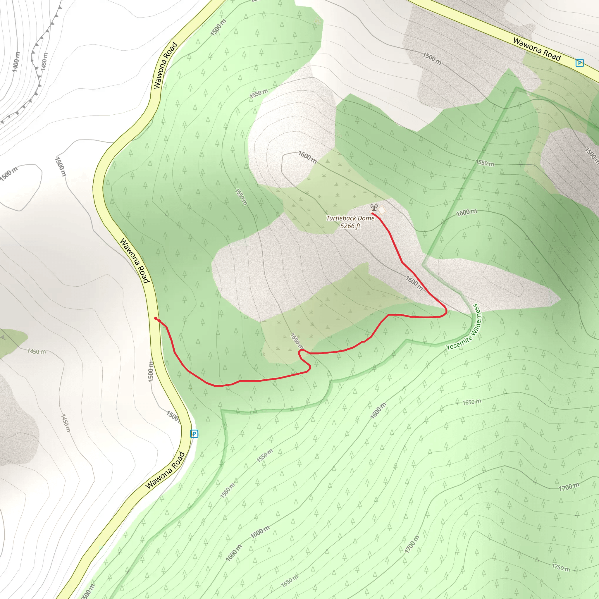 Turtleback Dome Trail mobile static map