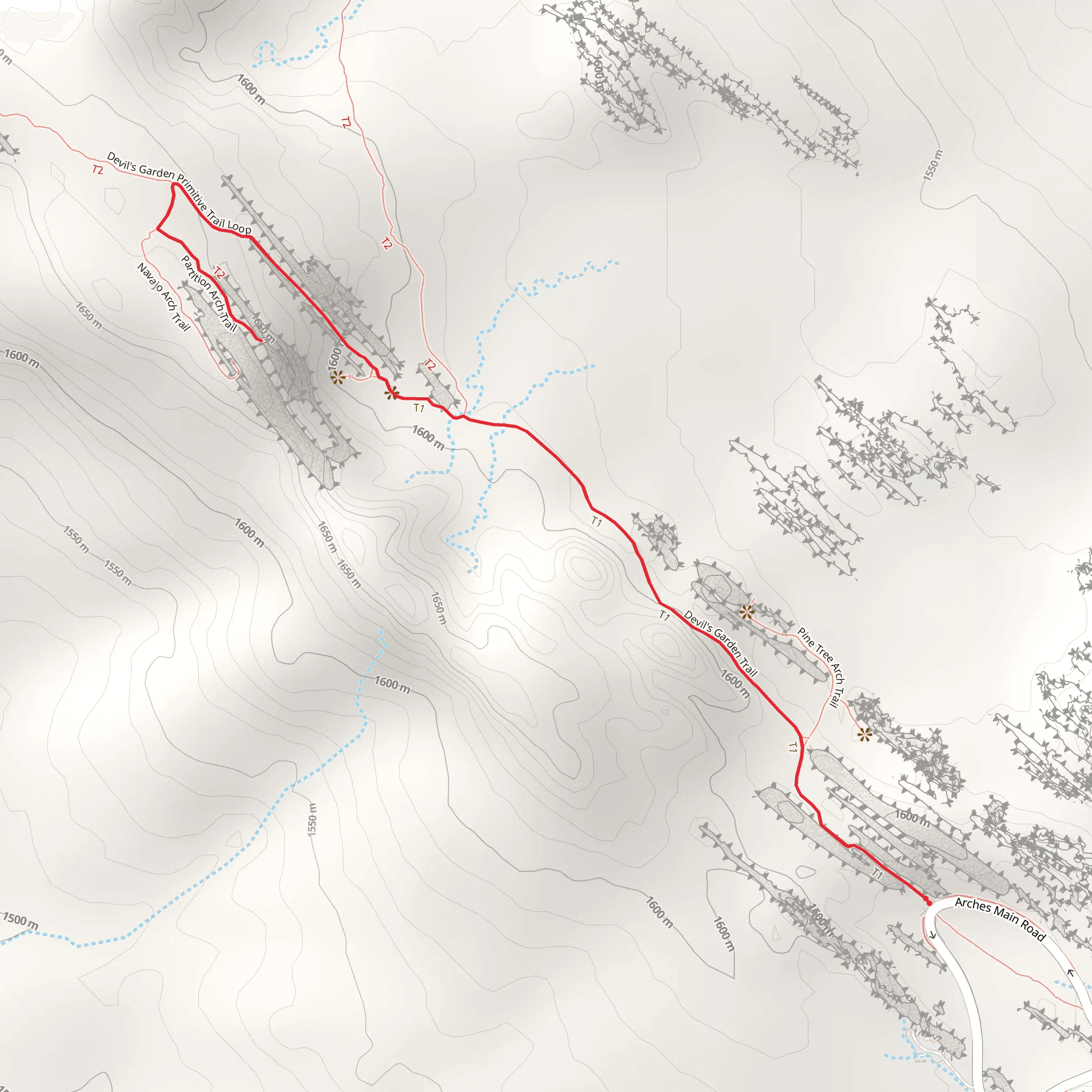 Devils Garden to Navajo Arch mobile static map