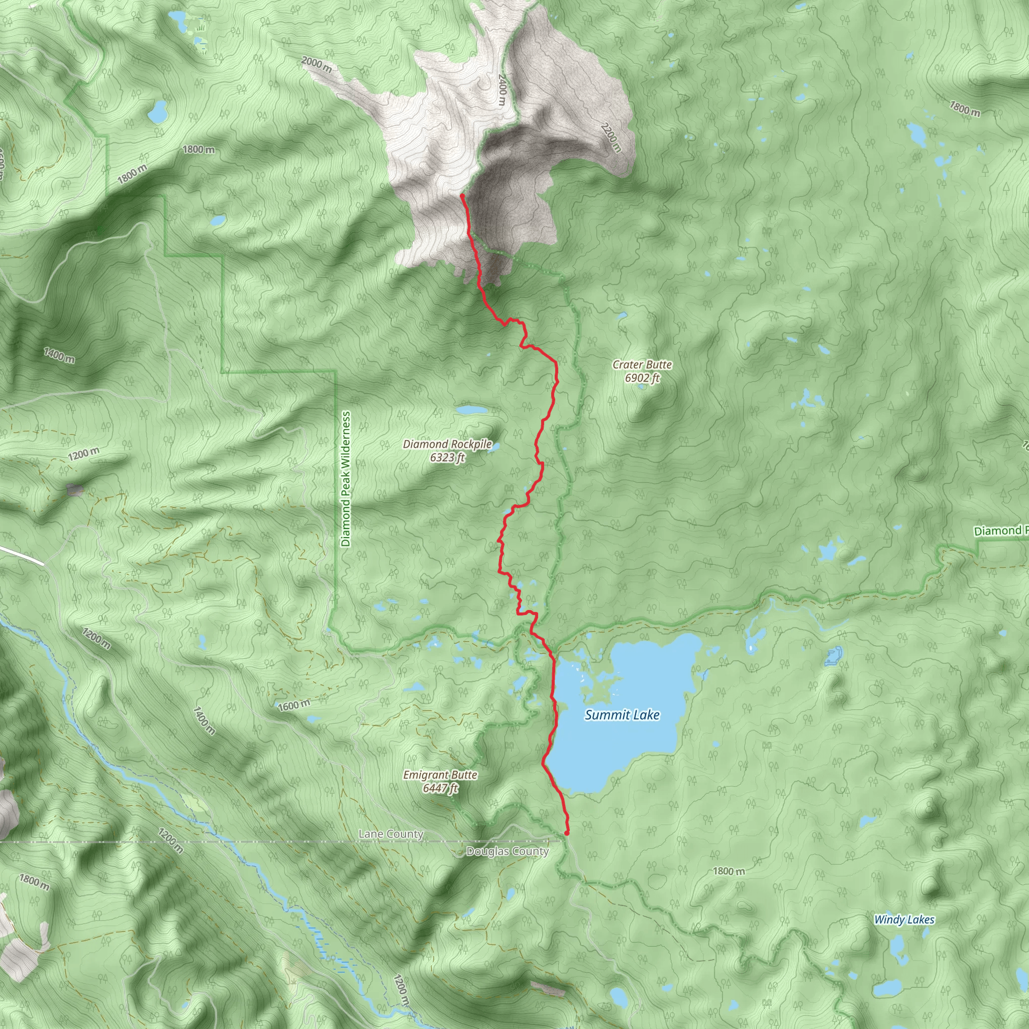 Diamond Peak via Summit Lake mobile static map