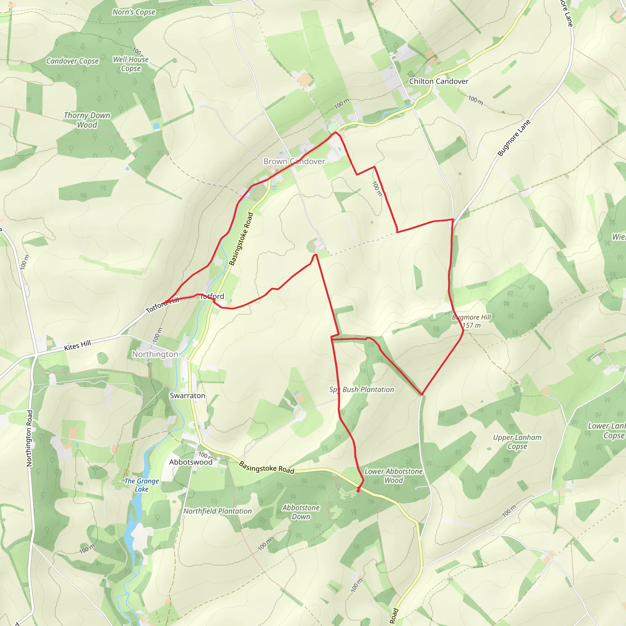 Totford and Brown Candover Loop via Abbotstone Down mobile static map