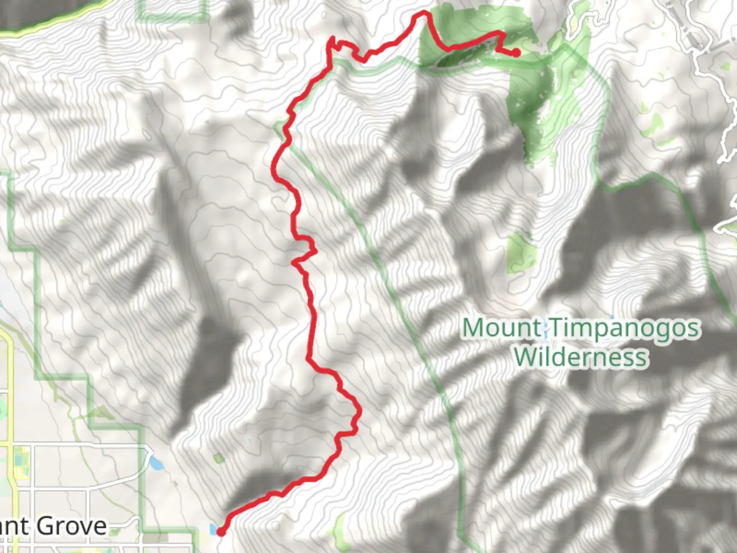 An image depicting the trail Timpooneke Chris Flat Trail and Battle Creek Trail and its surrounding area.