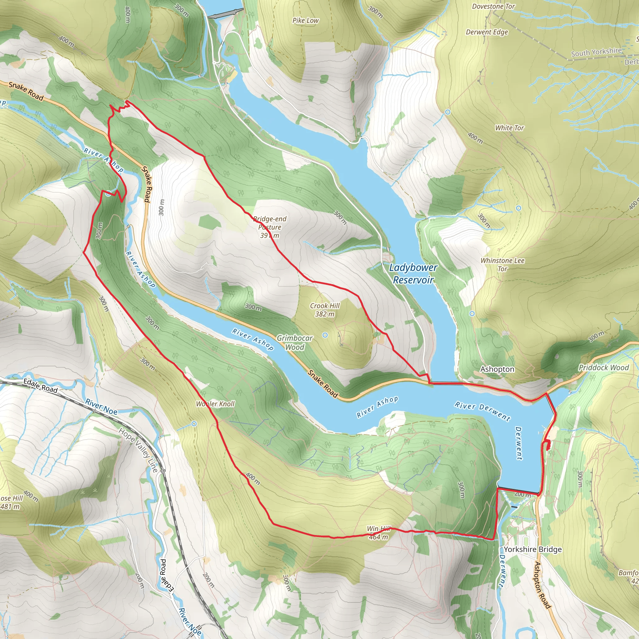 Wooler Knoll, Win Hill and Haggwater Bridge Loop mobile static map