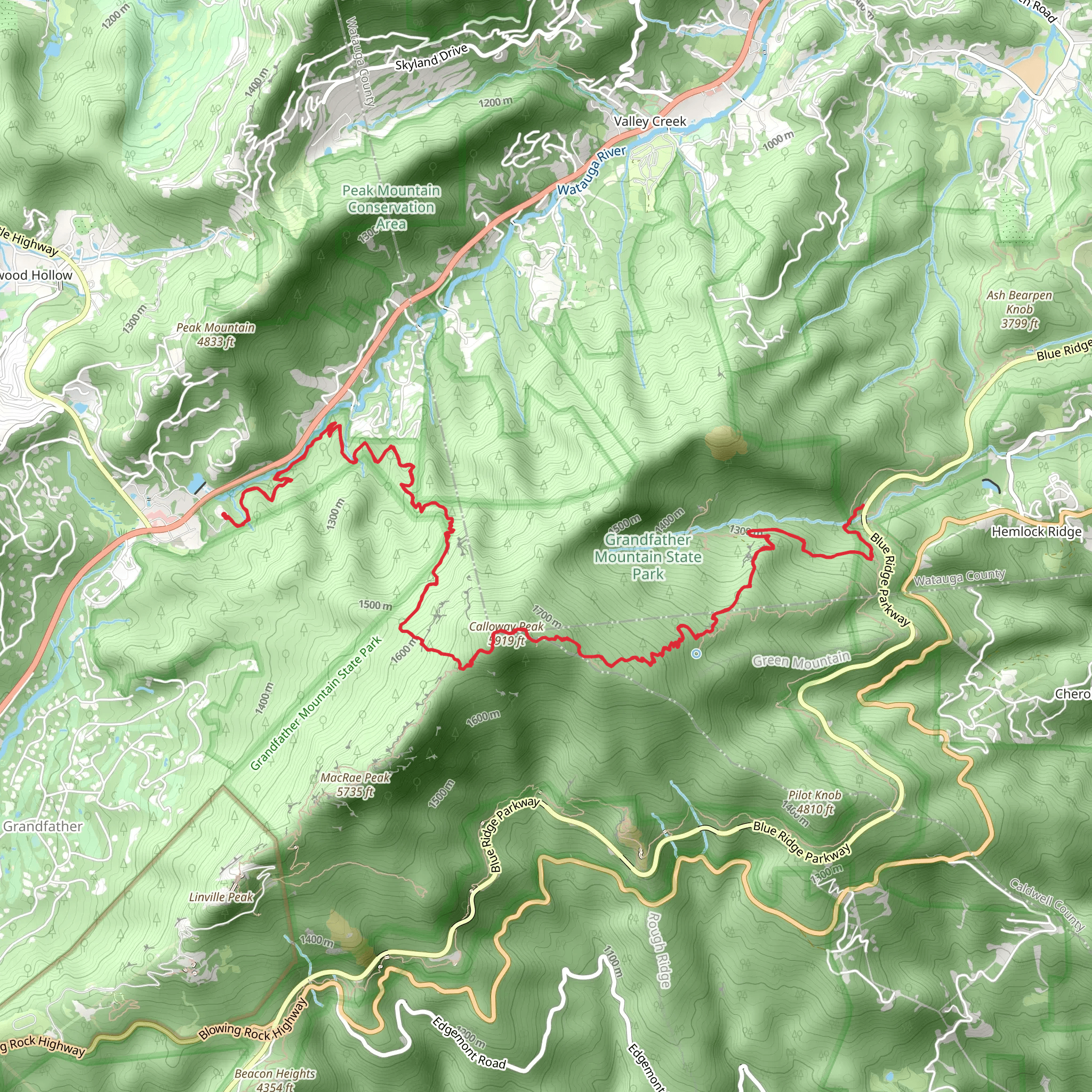 Profile Trail and Cragway and Nuwati Trail mobile static map